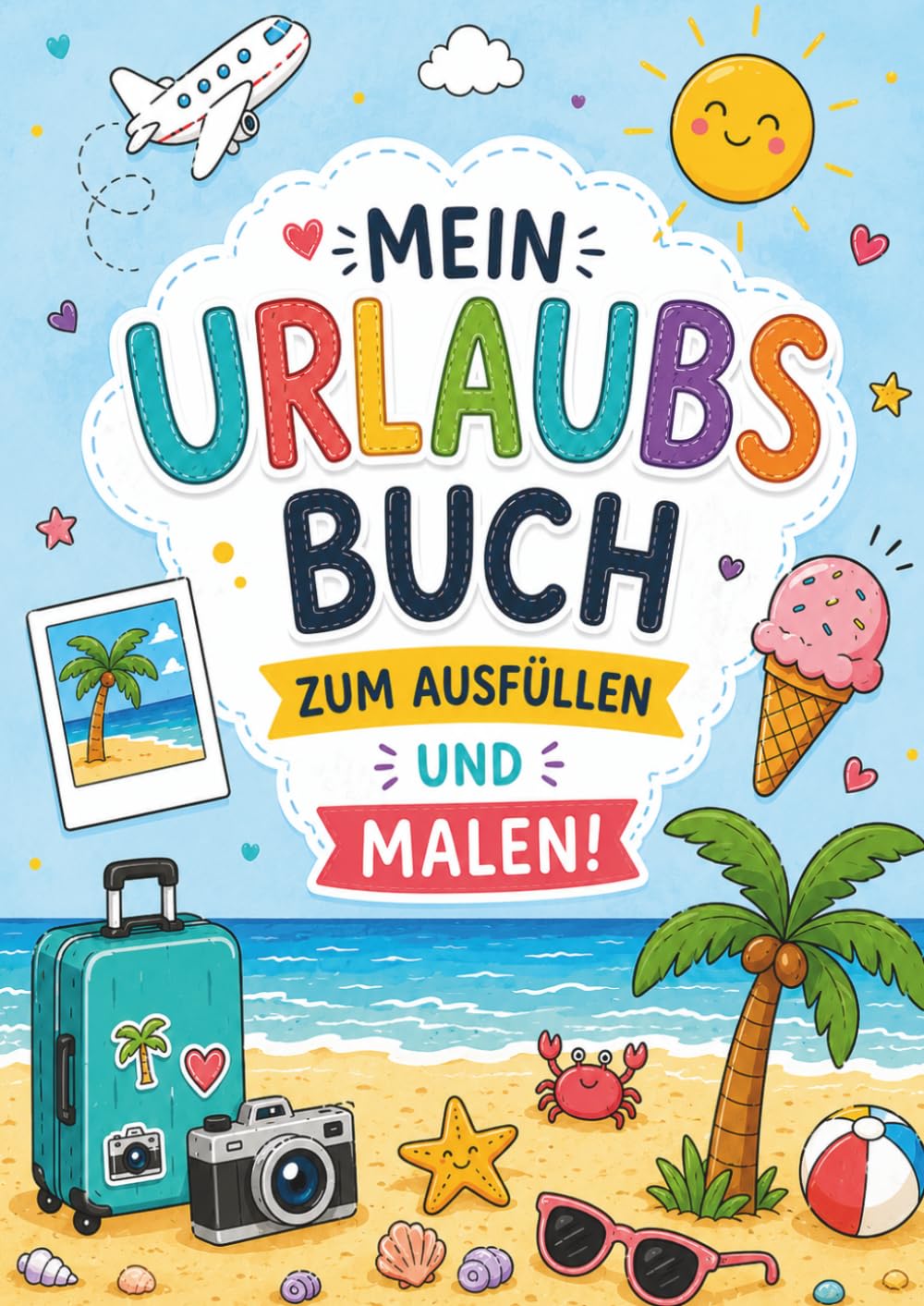 Mein Urlaubsbuch zum Ausfüllen und Malen | Das große Reisebuch für Kinder