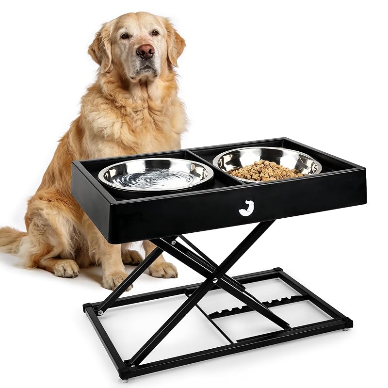 Comedouro Elevado para Cães com Altura Ajustável e 2 Tigelas de Aço Inoxidável Taglory, Preto