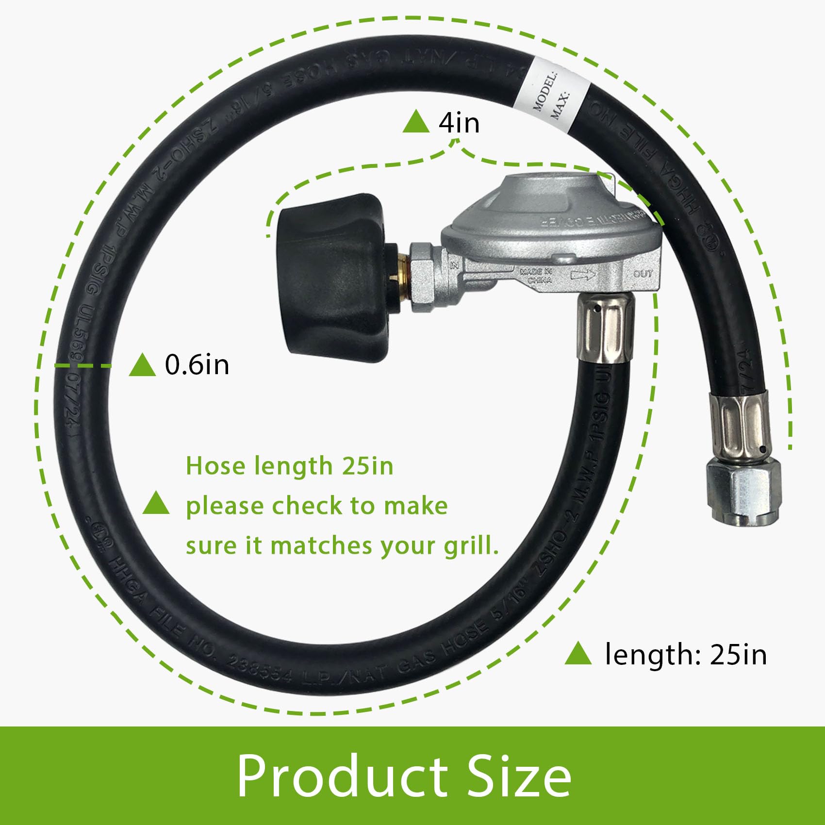 63.5 cm wąż propanowy i zestaw regulatora do Weber Select Genesis Spirit and Summit Gas Grill Części zamienne, zastępuje 7627 7502 7501 67069 69891 itp