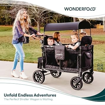 WonderFold W4 Luxe Stroller Wagon Volcanic Black