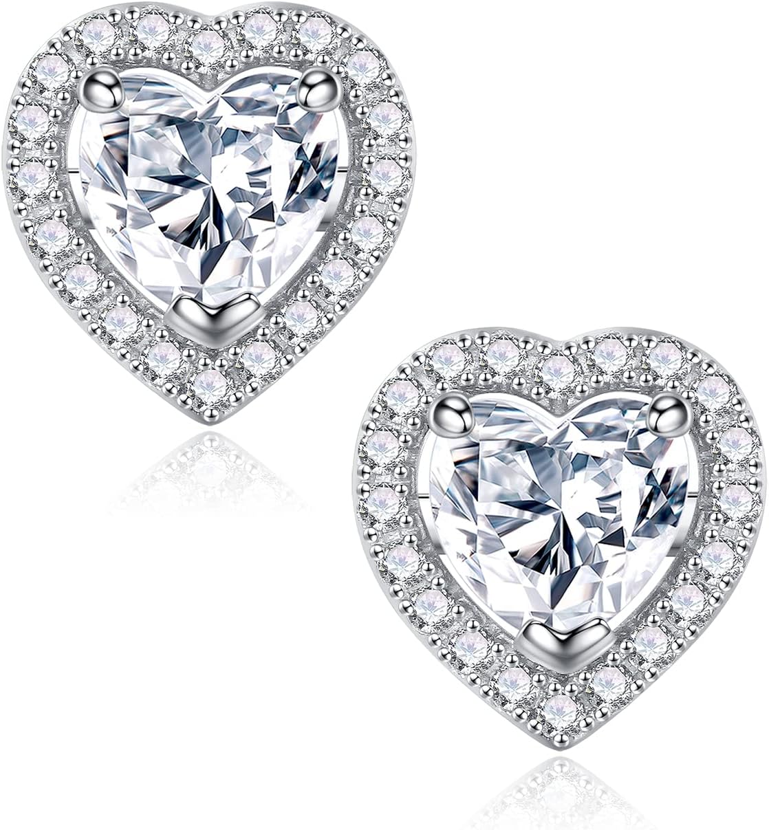 SMILEST 1-2.4ct Moissanite Halo Earrings for Women Men, Princess Cushion Lab Created Moissanite Earrings 925 Sterling Silver Moissanite Earrings for Women Jewelry Birthday Gifts