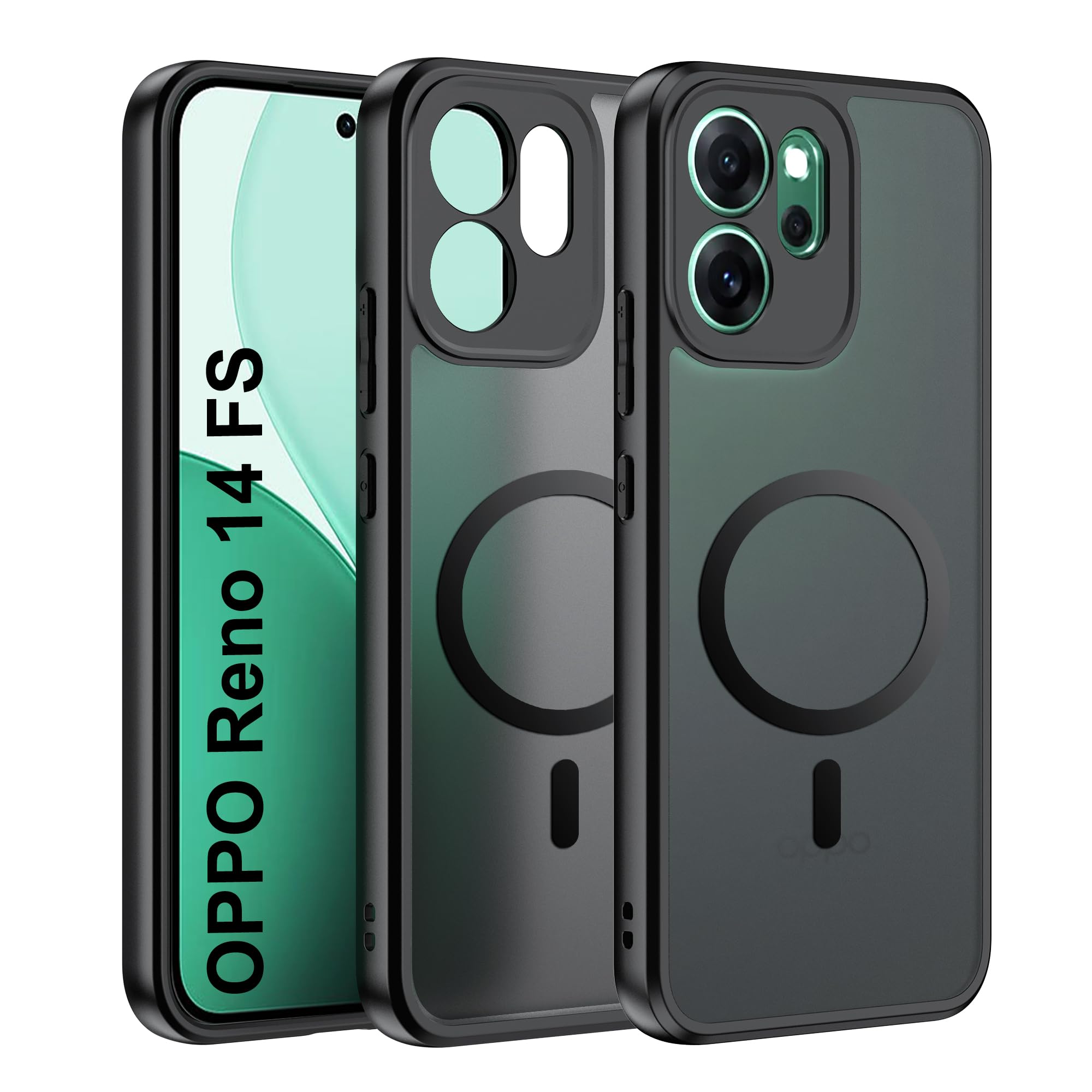 Coque Pour Oppo Reno 14 Compatible MagSafe Double Protection Camera Abeel Bleu