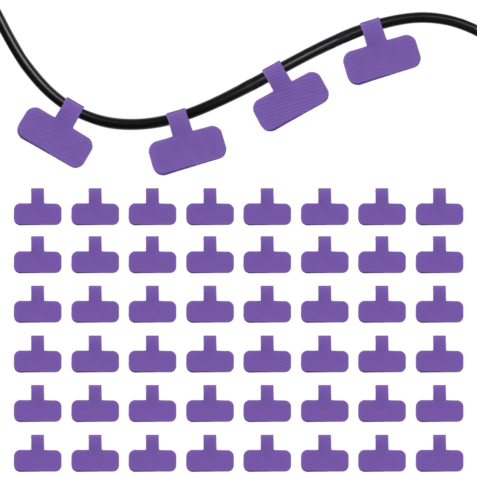 PATIKIL 48Pcs Cable Labels Tags, Reusable 60MM Write on Wire Tags Cord Labels Hook Loop Rectangle Cable Ties for Electronics Organize Wire Classify Identification Management, Purple
