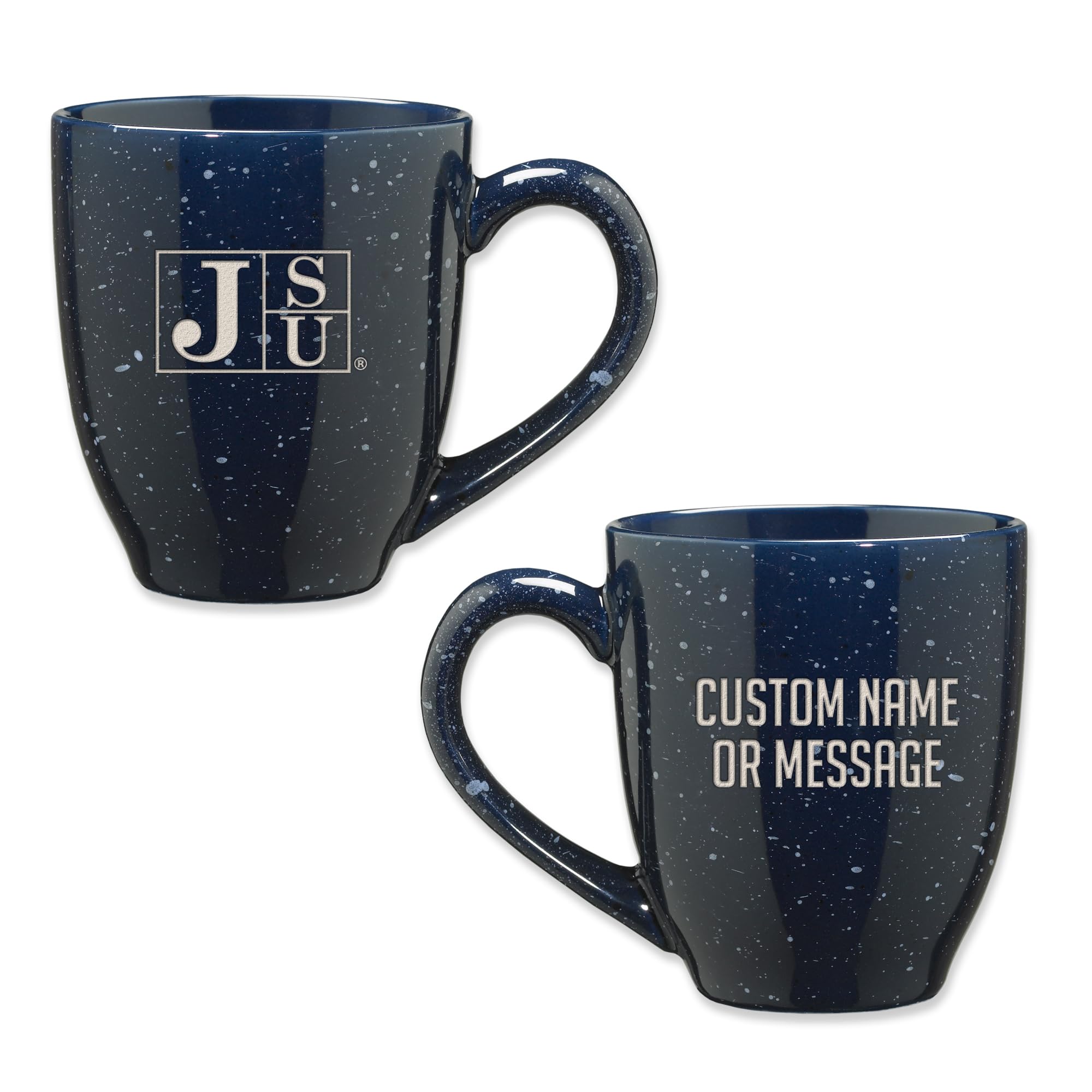 Rico Industries NCAA Jackson State Tigers - JSU Navy Blue Personalized 16 oz Team Color Laser Engraved Speckled Ceramic Coffee Mug