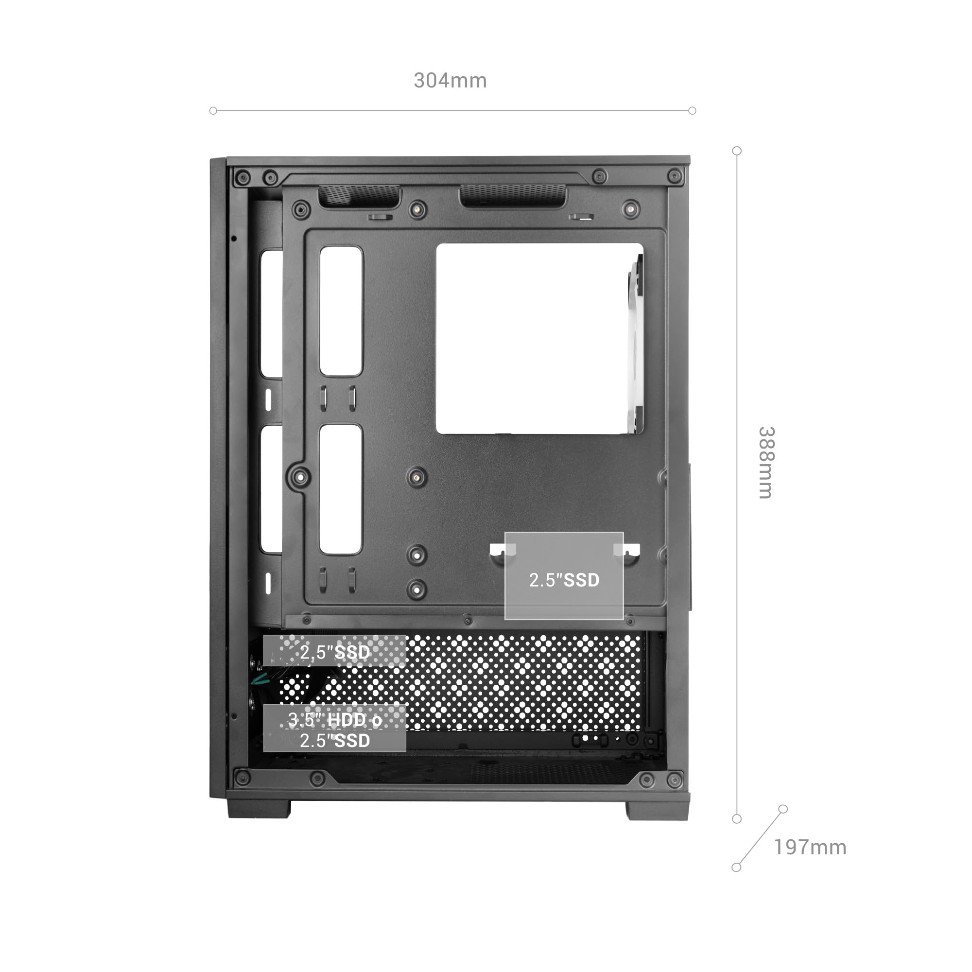 Mars Gaming MC-SE2, Obudowa Gamingowa MicroATX, Hartowane Szkło z Przodu i z Boku Bez Ramki, Wentylator FRGB 120mm, Konstrukcja Dwukomorowa, Kompaktowa Obudowa PC z Dużą Pojemnością Wewnętrzną, Czarny