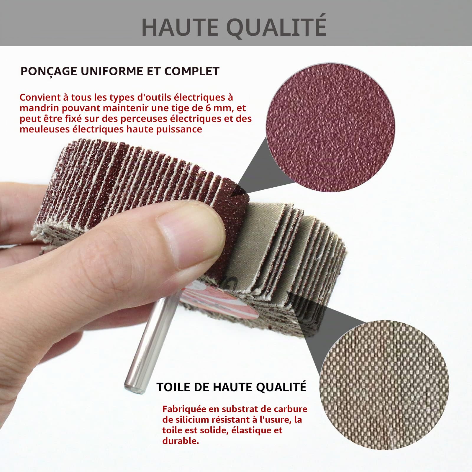 20 Pcs Roue à Lamelles,Polissoir à Lamelles 10 Tailles,80 Grains Abrasif Roue de Polissage,Jeu de Meuleuses à Lamelles pour Outils Rotatifs Dremel
