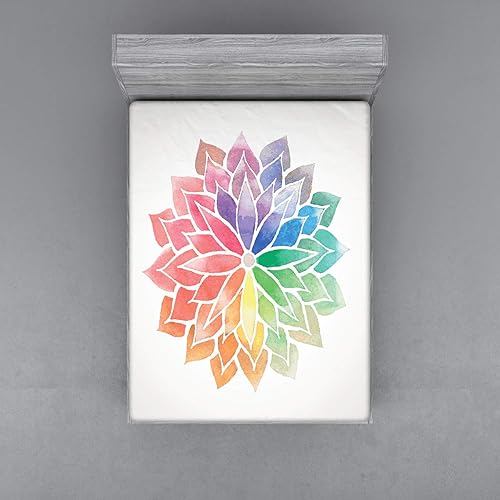 Miniatura 206 de Ambesonne - Sábana bajera ajustable multicolor, en colores y tres tamaños Azul y gris,Verde Militar Sage Green,Ámbar beige,Negro Grey White,Azul