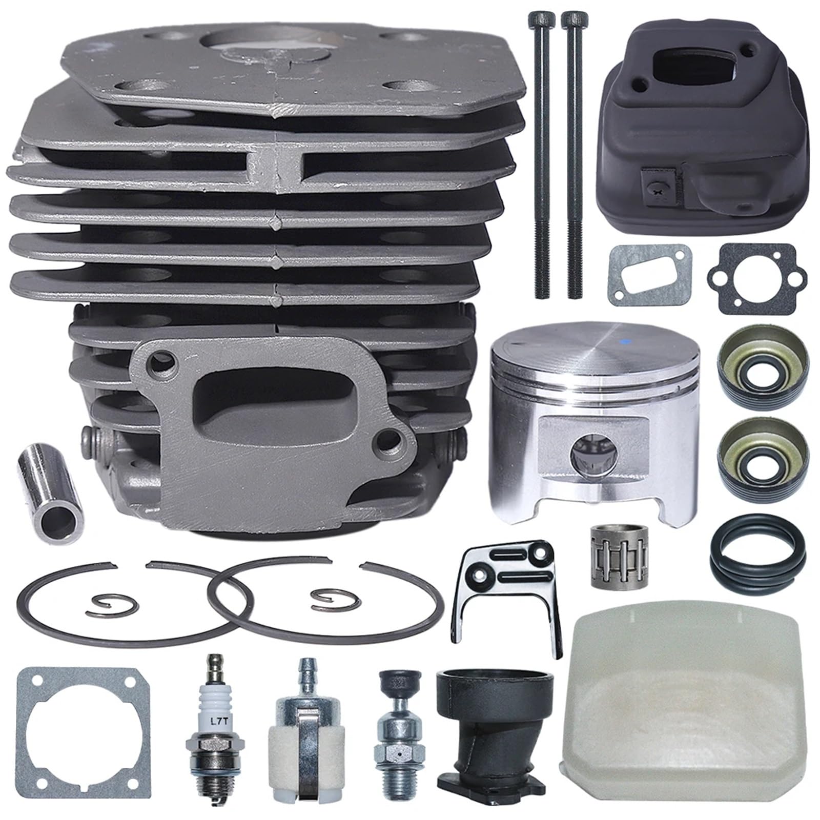 Kit de filtro de aire de silenciador de escape de pistón de cilindro de 45 mm apto for repuestos de motosierra de gasolina h-u-s-q-v-a-r-n=a 353 346XP 350
