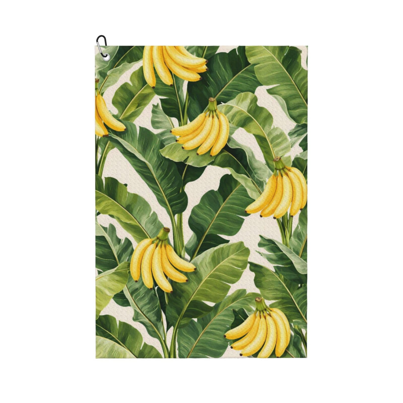 Oudrspo Tropical Retro Banana & Leaf Multi-Functional Golf Towel | Absorbent Quick Drying 16x24in