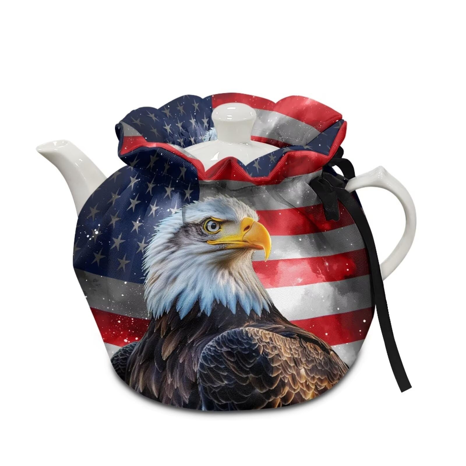 Xoenoiee American Flag and Eagle Print Tea Cozy Tea Pot Cover Insulation Tea Cosy Teapot Dust Cover Teapot Warmer for Home Kitchen Teapot Covers