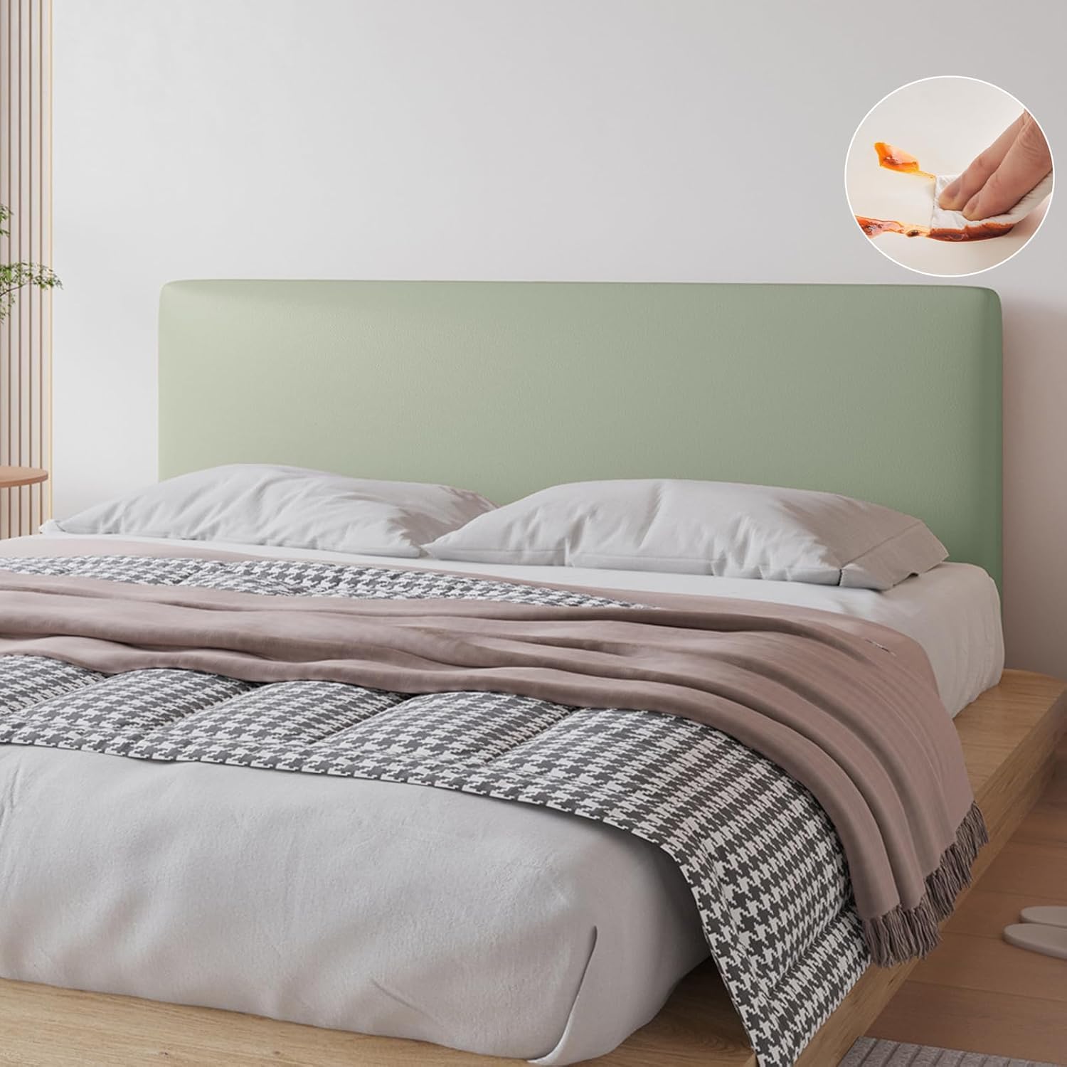 Housse De Tête De Lit élastique, Housse De Protection étanche à La Poussière étanche Tout Compris, Housse De Tête De Lit Douce Et Confortable, Couvre-tête en Cuir, Green, 200cm