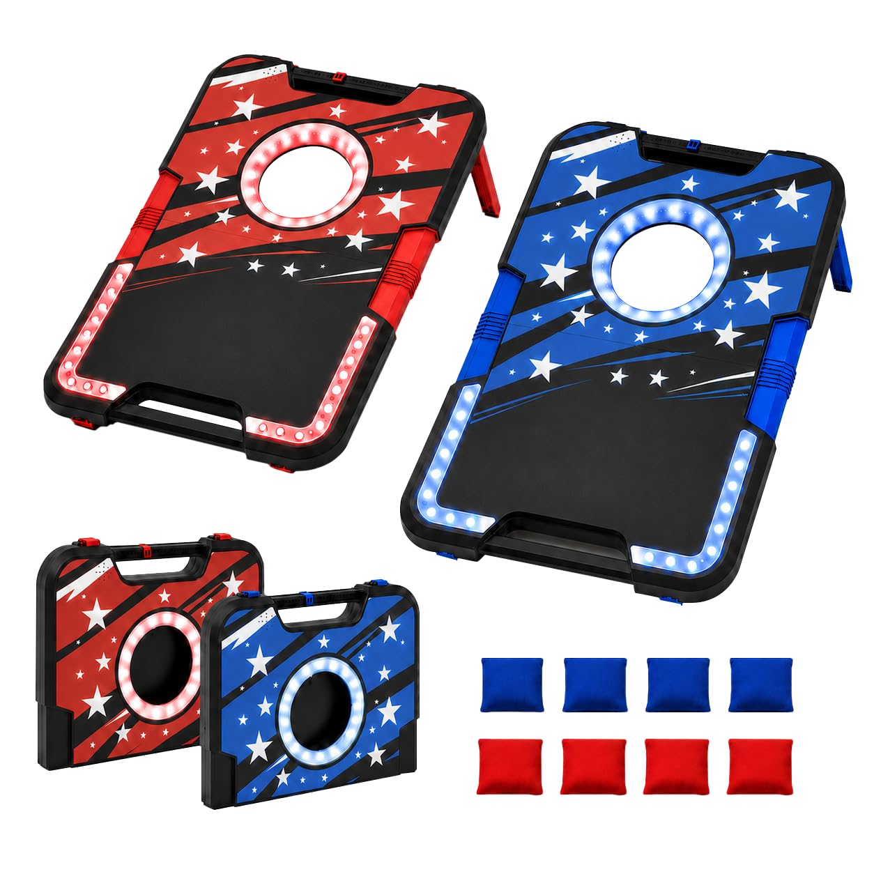 Photo 1 of JIMI Foldable Cornhole Board Set with LED Lights