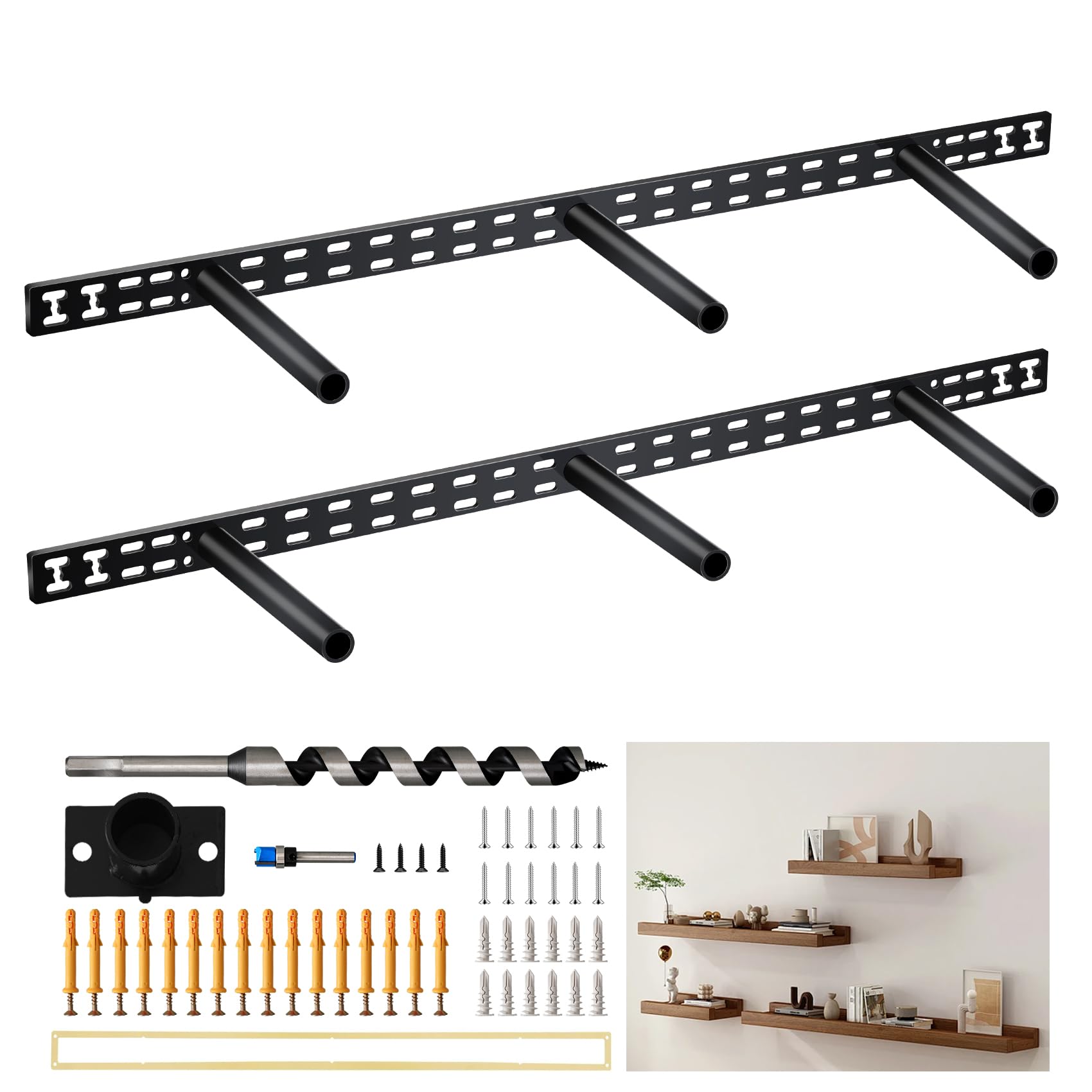 Photo 1 of ??????? 34 in Floating Shelf Bracket - 34"x8" Hidden Floating Shelf Bracket, 2Pcs Thickened Solid Steel Wall Mount Brackets 3-Year Service