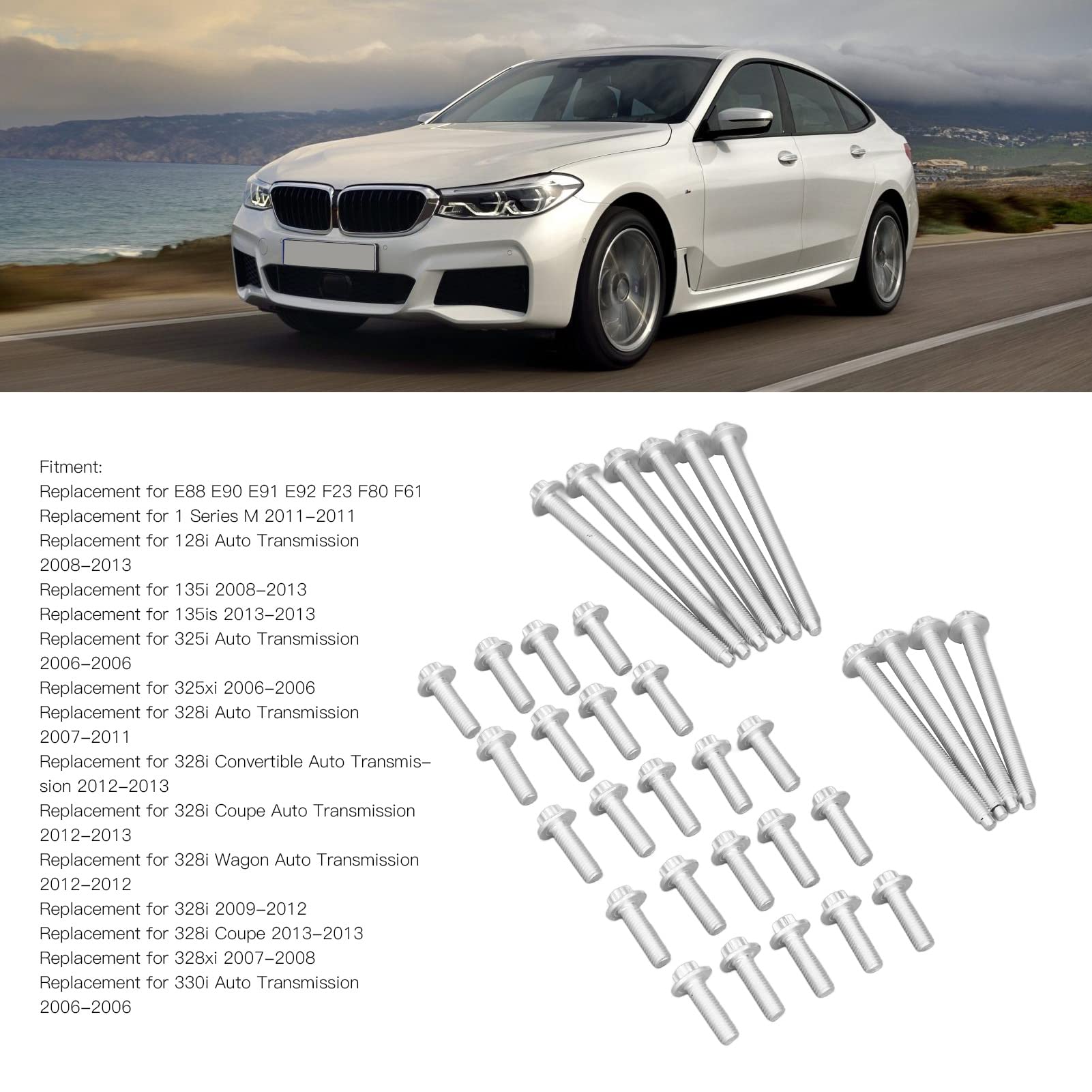 Aluminium Antiruggine Kit Bulloni Coppa Olio Motore 33 Pezzi per E88 E90 E91 E92 F23 F80 F61