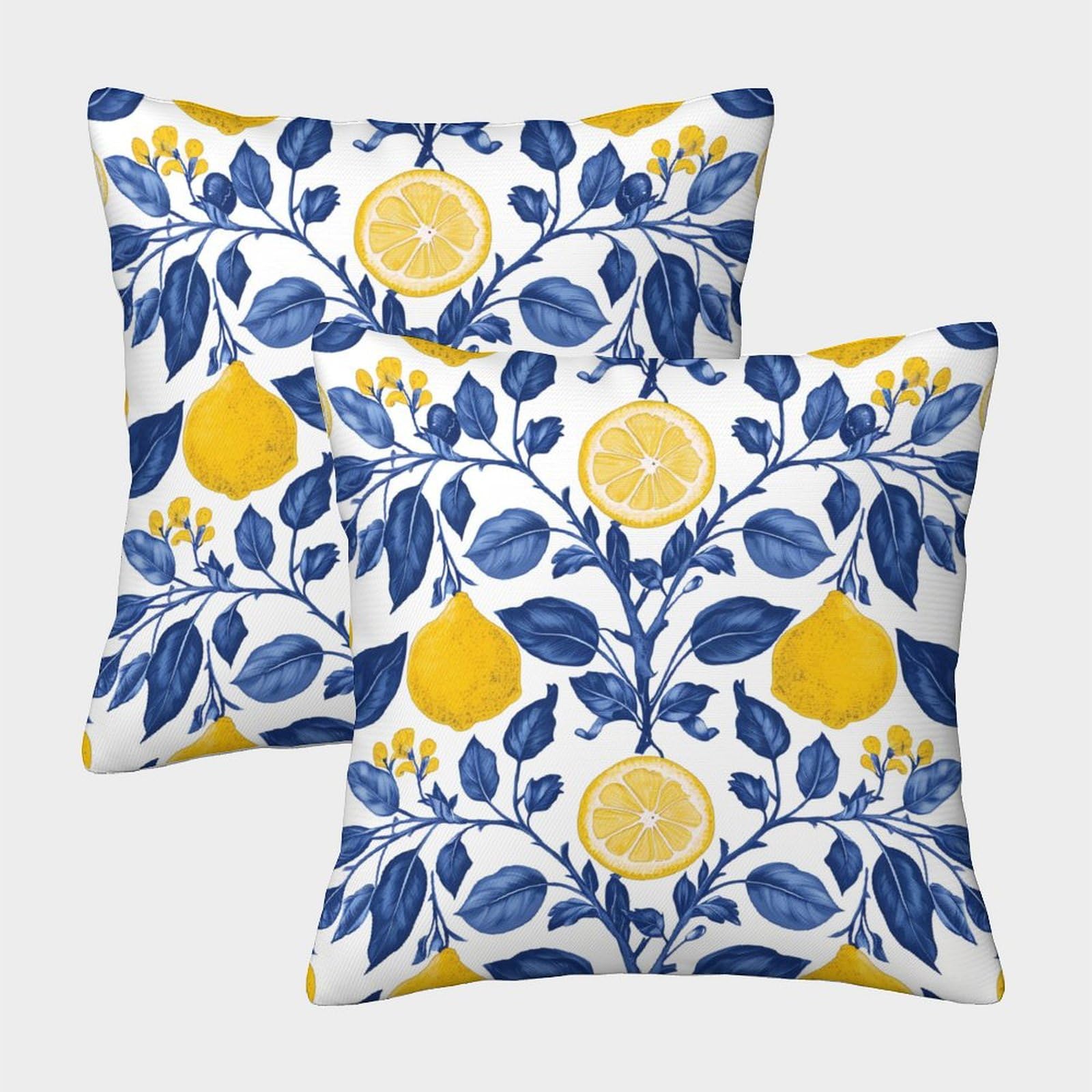 Gparsddio Style-2 Lemon Tree With Invisible Zipper 2Pc Set Washable Cushion Cover Decorative Pillow Case For Living Room, Bedroom, Sofa 40X40cm