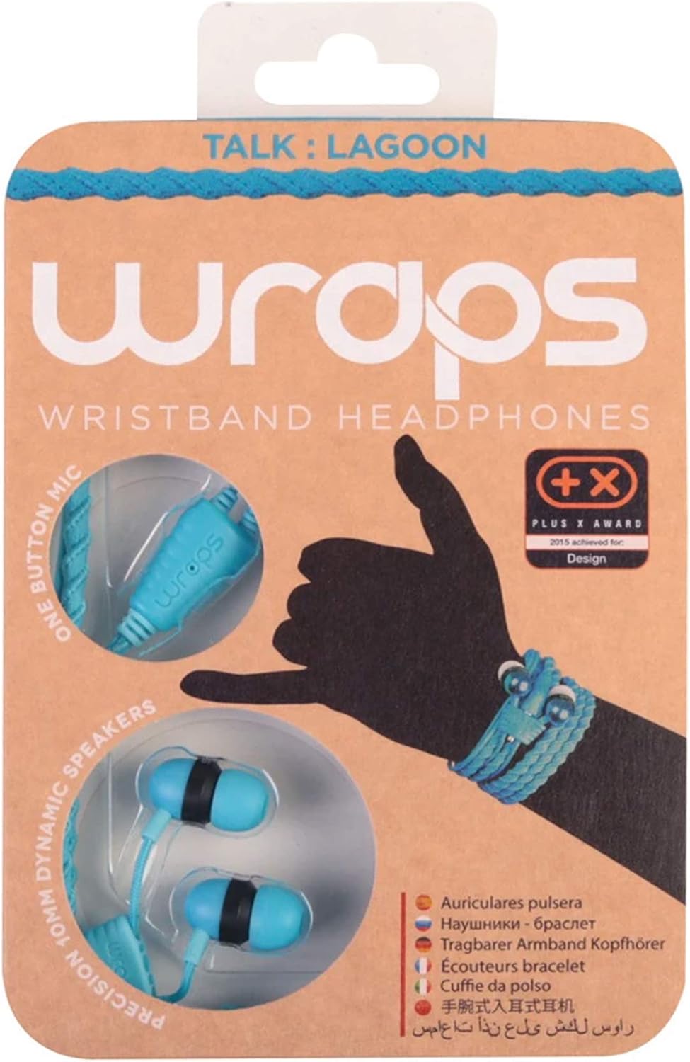 Wraps Talk (with Mic) Wristband Bracelet in-Ear Headphones (High Comfort with Locking) - Lagoon, WRAPSCBLU-V15M