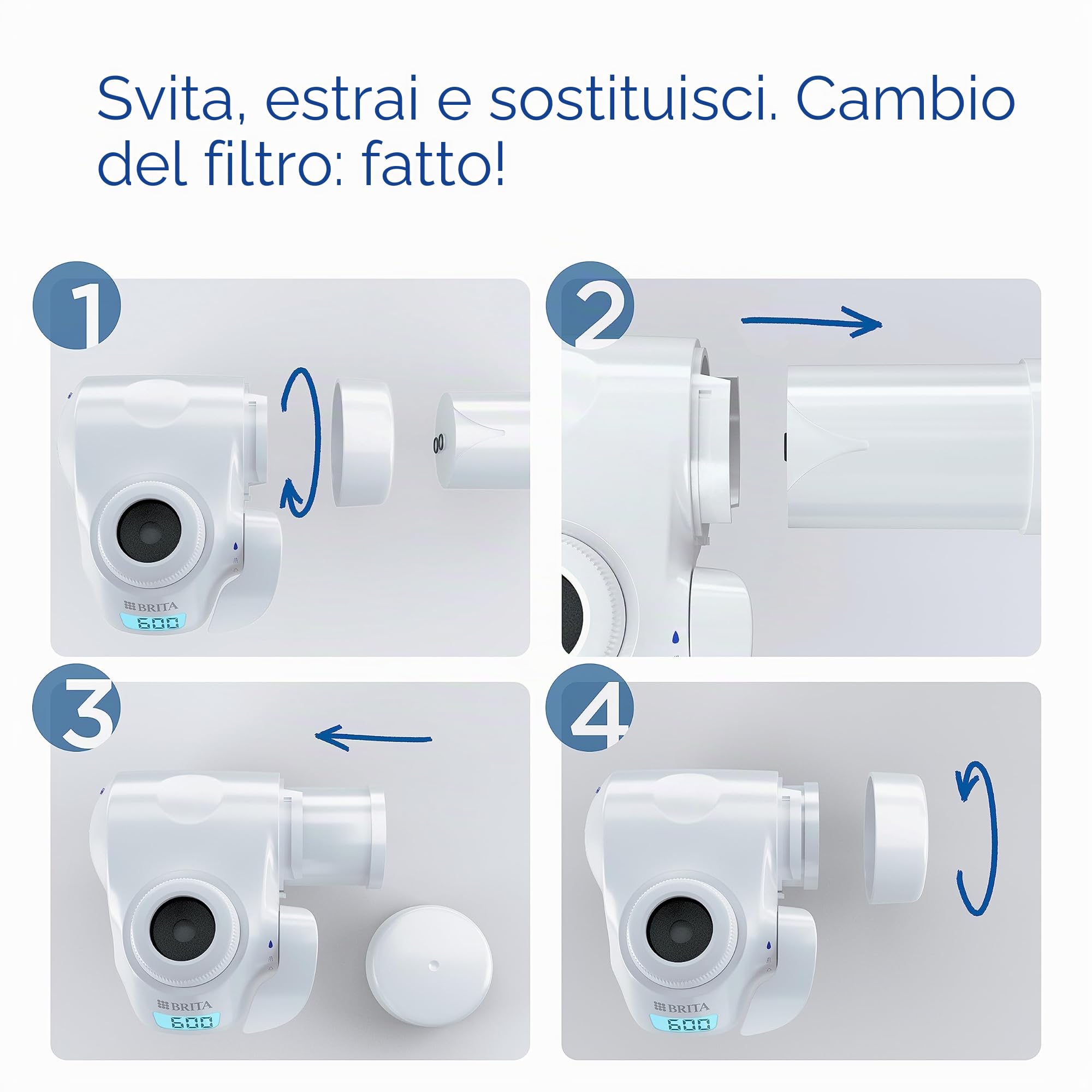 BRITA On Tap HF Pack 2, due cartucce filtranti acqua, ricambio filtro acqua compatibile BRITA On Tap, 1051014