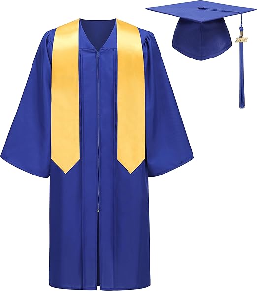 Colorful House Matte Graduation Cap and Gown 2025 Set with Tassel Adult Unisex High School College Bachelor Robe Costume