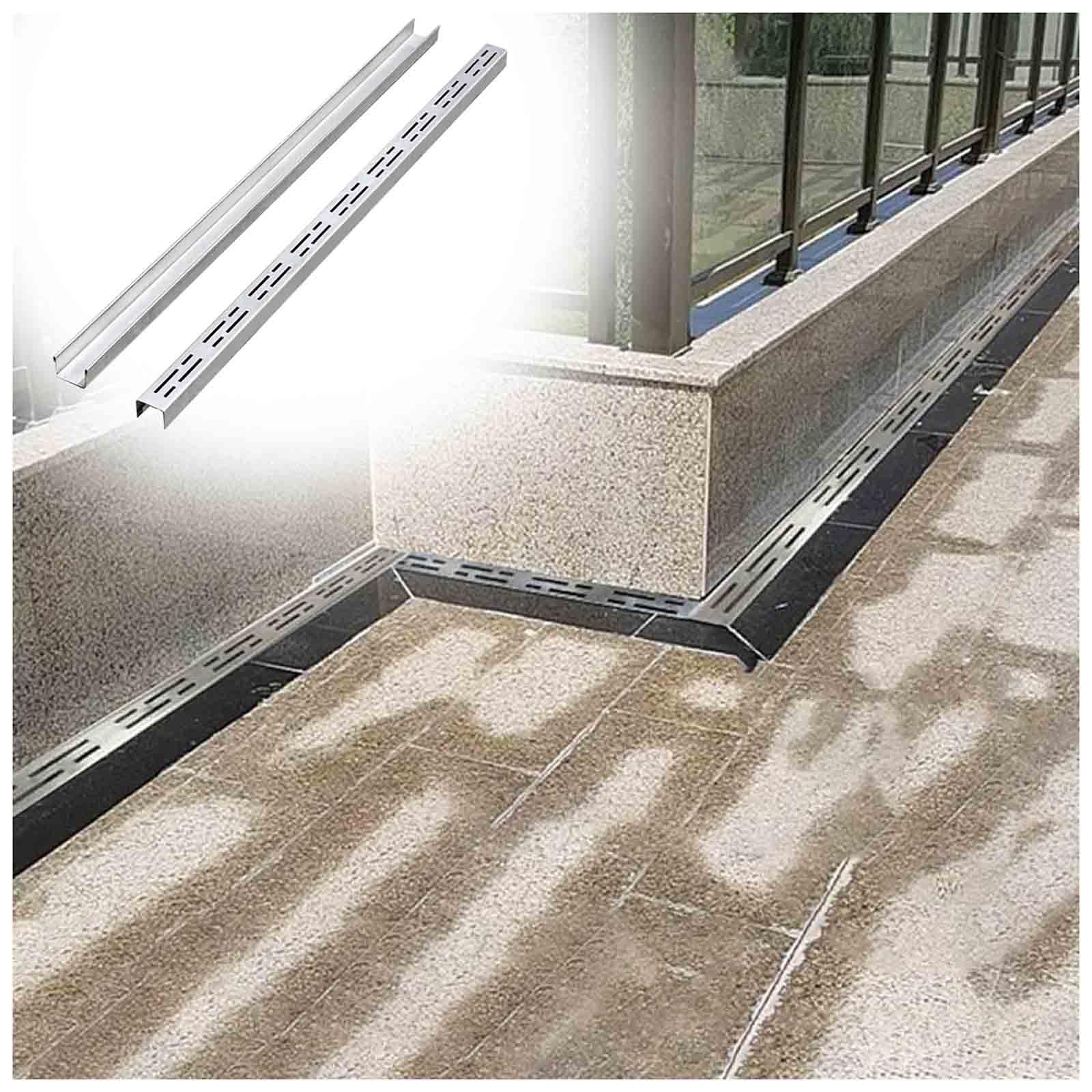 WXPGFEQ Stainless Steel Trench Drain System with Elbow Connectors and Grate Cover for Efficient Sewer and Drainage Installation