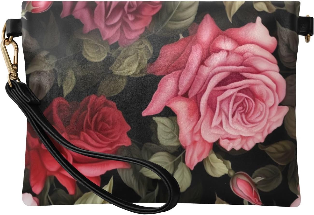 Flowers Floral Pink Women's Wristlet Wallet Leather Clutch Purse Handbag 20850152