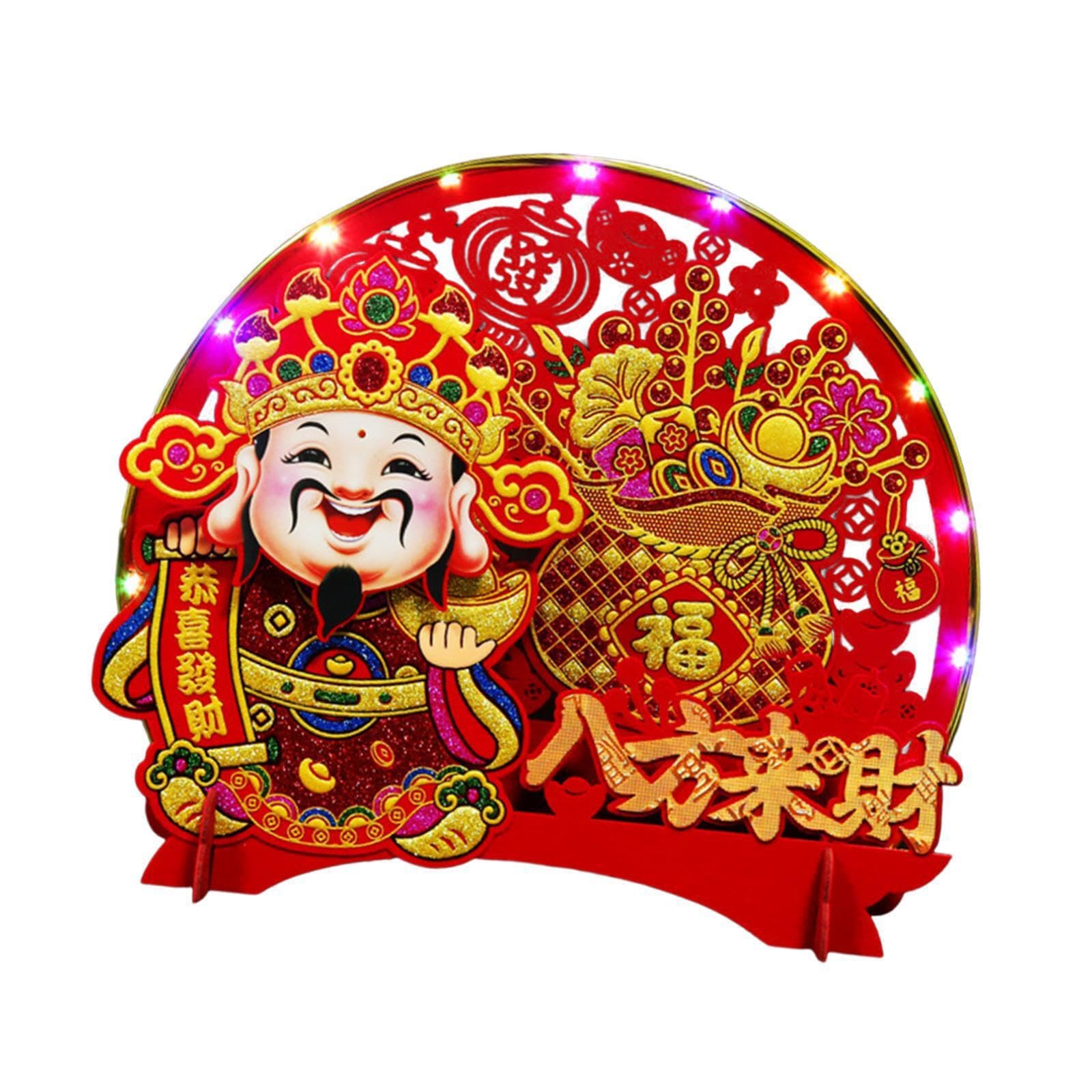 PIXZCSA Spring Festival Shaking Head Caishen Adjustable God Of Wealth Statue Fortune Lucky Chinese New Year Table Decoration Gift Chinese New Year Table