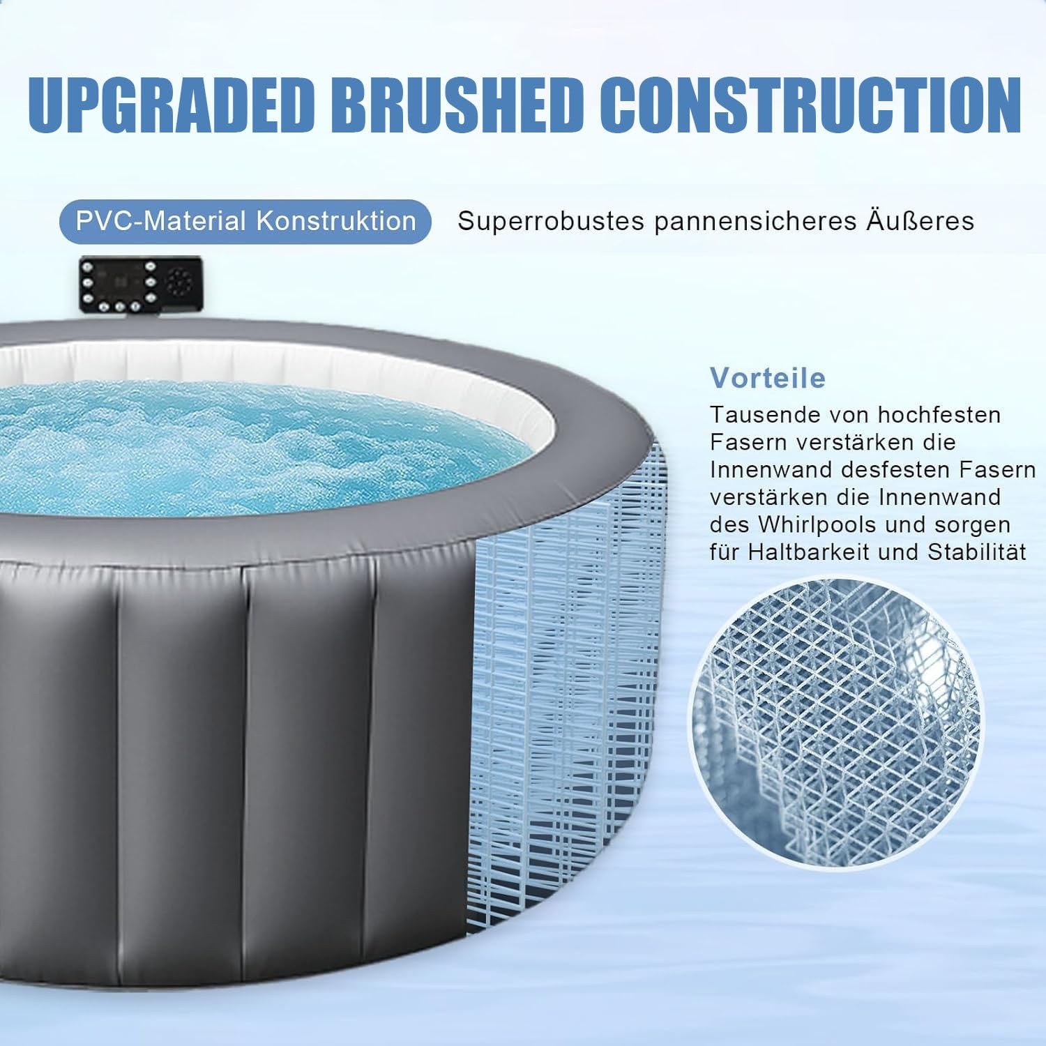 Bañera de hidromasaje inflable, spa inflable portátil para 4-6 personas con 150 chorros de aire y cubierta, bañera de hidromasaje al aire libre para patio, jardín, patio trasero, 81 x 28 pulgadas