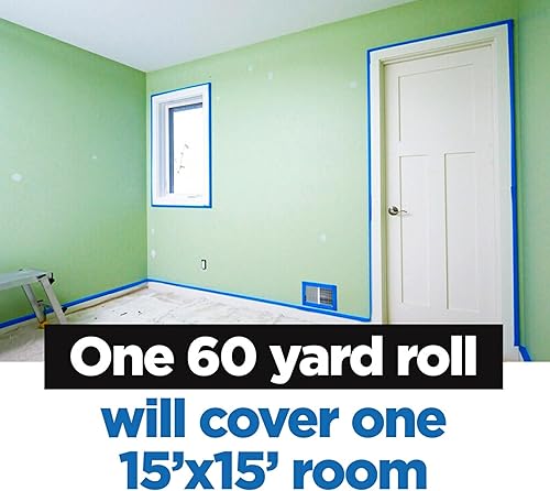 Miniatura 4 de ScotchBlue Cinta de pintura original para múltiples superficies, 1.41 pulgadas x 60 yardas, 4 rollos, azul, cinta de pintura que protege superficies