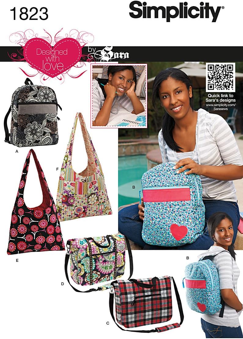 Simplicity 1823 Bags Designed with Love by Sara Sewing Pattern, Size OS (One Size)