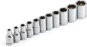 Powerbuilt 640497 Conjunto de soquetes Dr. SAE 6Pt 640497, 11 peças, prata
