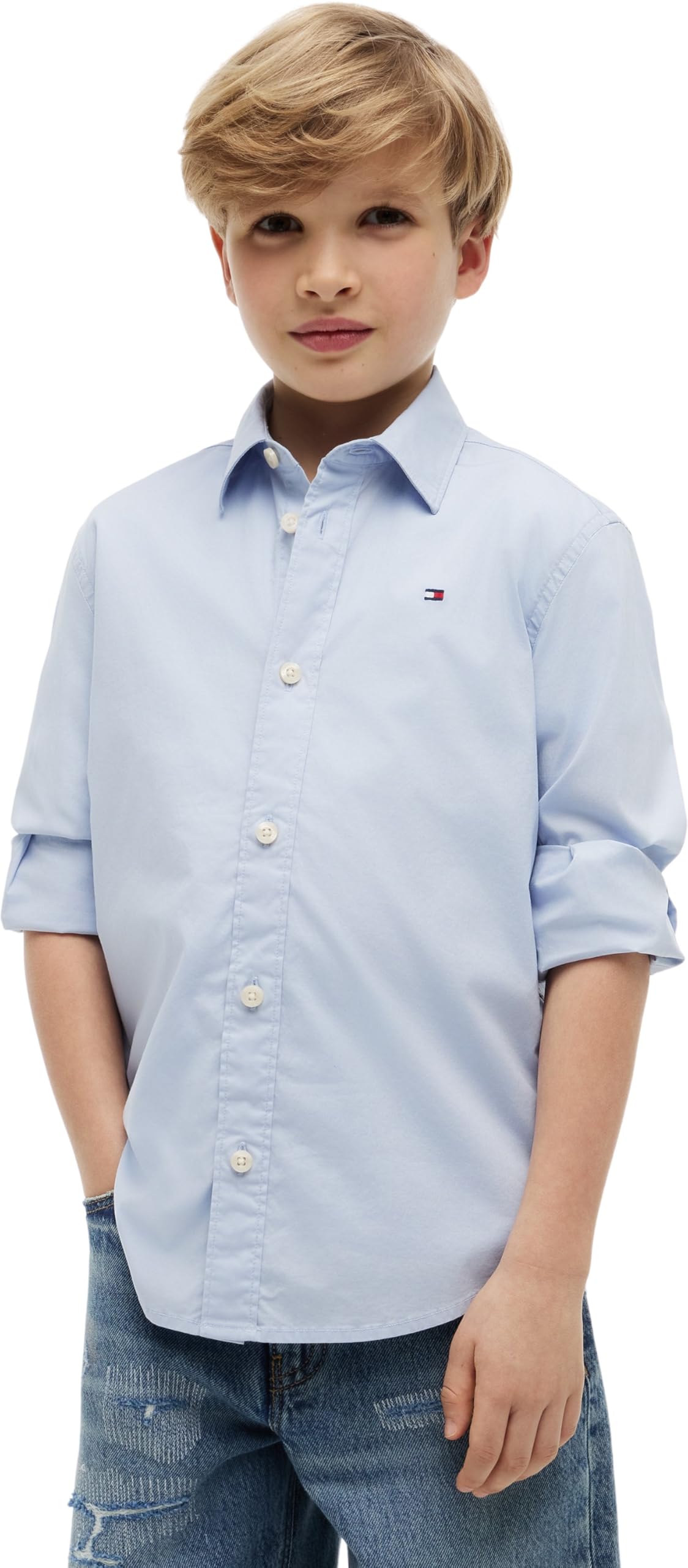 Tommy Hilfiger Jungen Poplin Shirt Ls Kb0kb10601 L/S Shirt