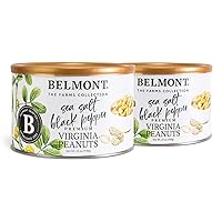 Vista 1 de Belmont Peanuts Cacahuetes de Virginia con sabor a sal marina gourmet y pimienta negra, 25 oz (2 Pack) – Solo 4 ingredientes simples, sin