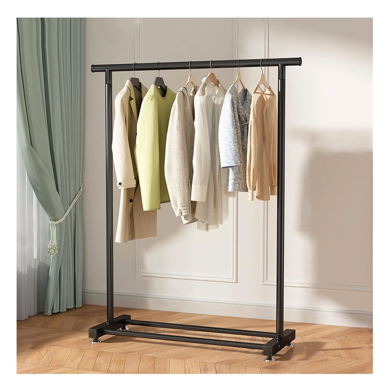 Aycdl Black Heavy Duty Metal Garment Rack With Lower Storage Shelf Multi Functional Clothing Hanger For Bedroom Entryway Coat Display Stand Tidy Organization Solution,-100Cm