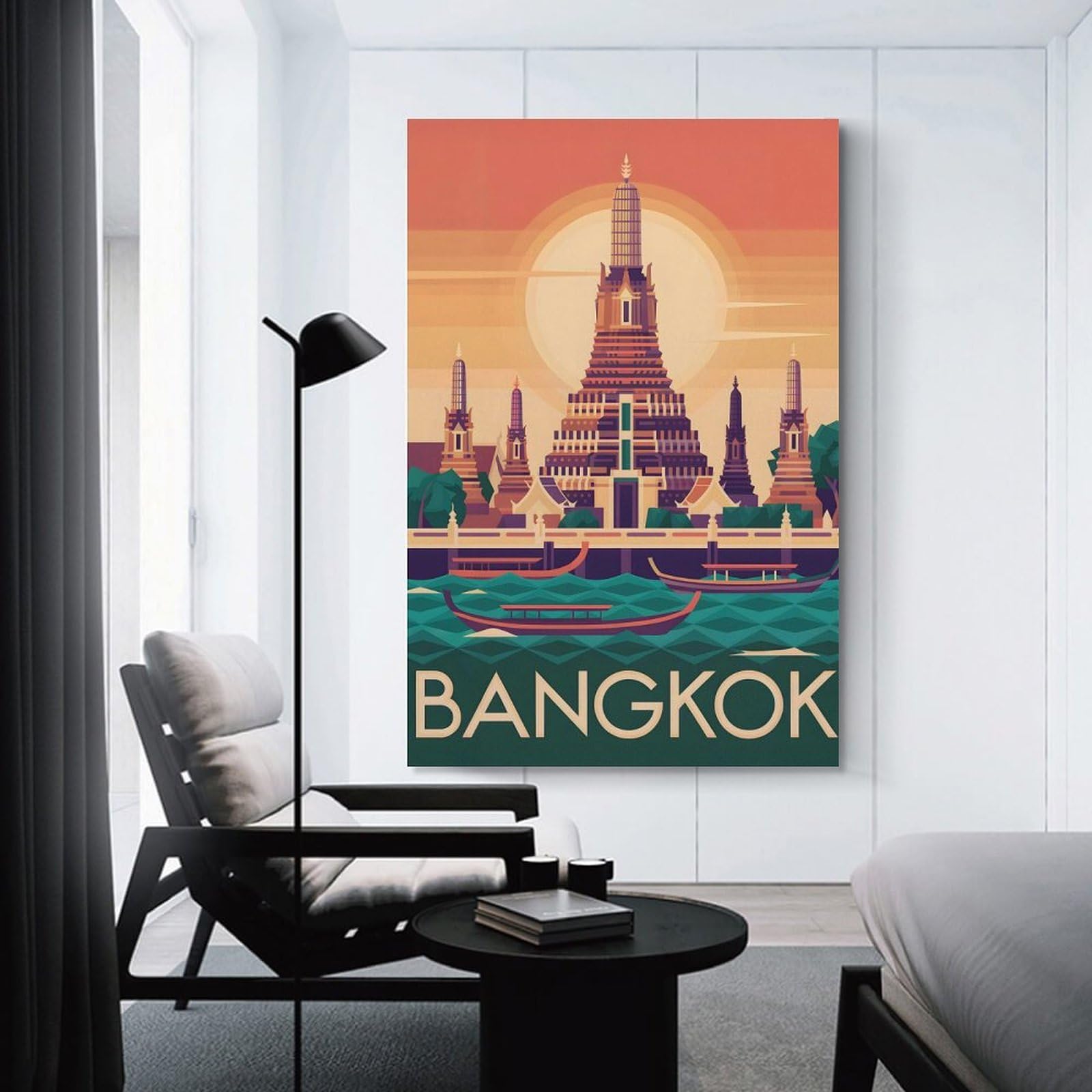 Junmoney Unframe-Style-24 Bangkok Travel Wall Picture Print 24X36inch(60X90cm), For Home Office, Desk Area Or Studio, Home Office Artwork With Decorative Appeal