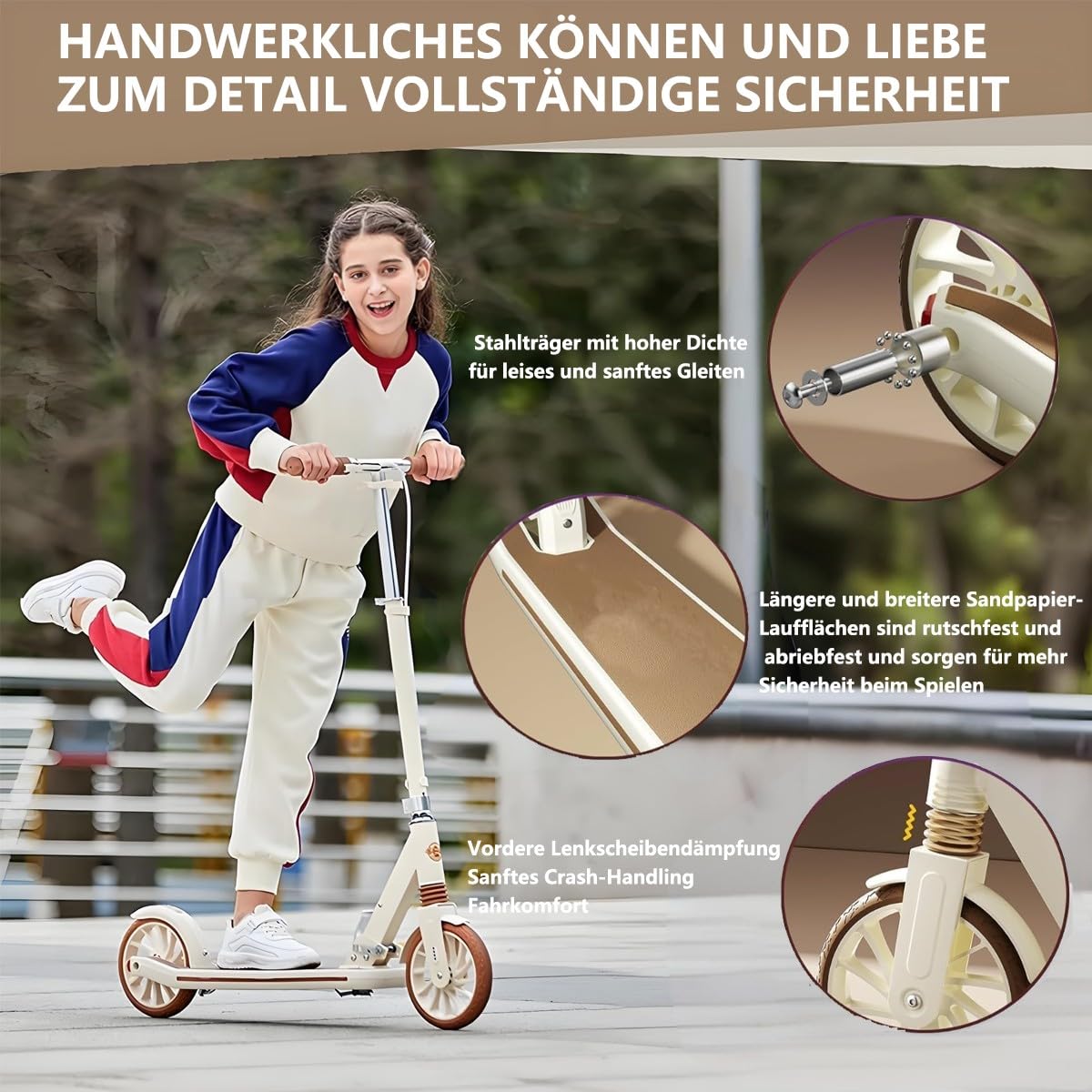 Trottinette pour Adultes, Trottinette pour Enfants, Pliage Rapide avec réduction du Bruit, Interrupteur muet, Trottinette pour Enfants à partir de 2 avec Double système(Black,90 * 37 * 104)