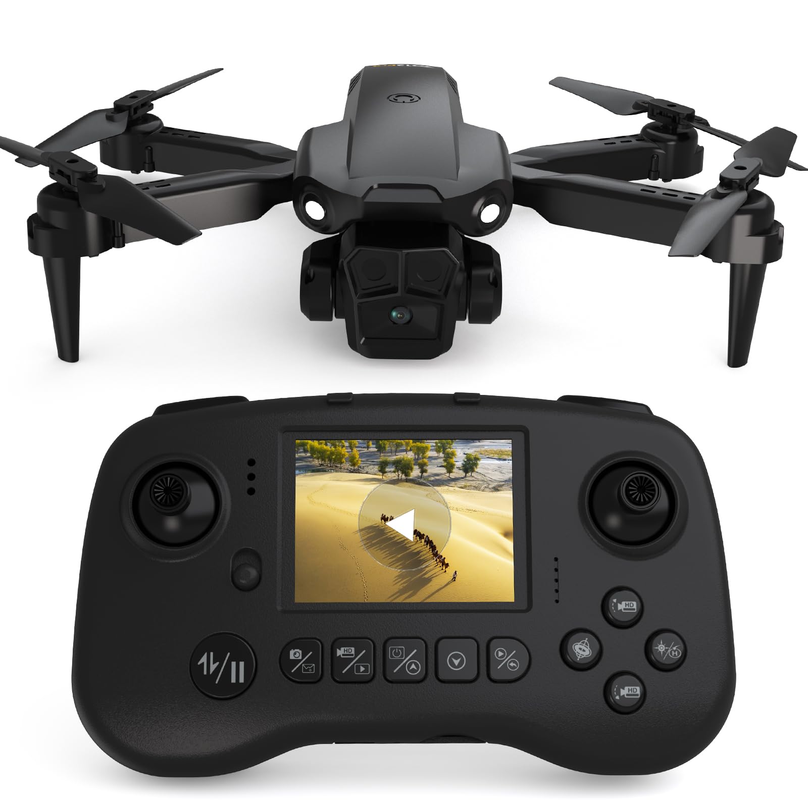 Drone avec caméra 1080P pour adultes, Drones RC avec télécommande à écran