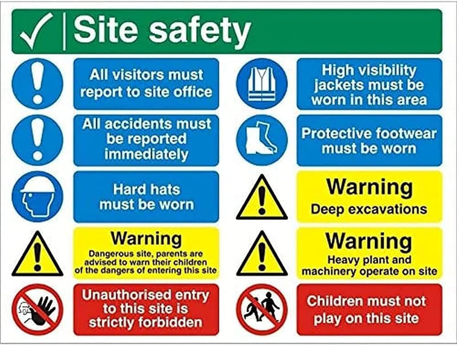 BPA® Site Safety, All Visitors Must Report To Site Office Sign, 60x45x0.4 cm Fluted Board