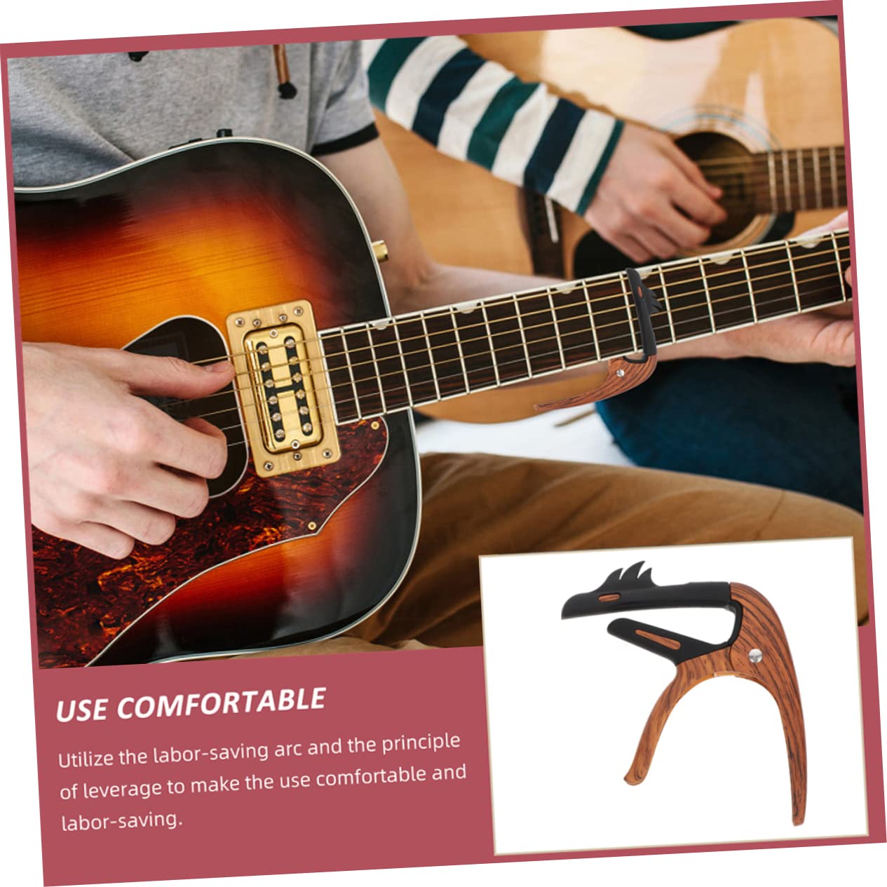 BESTonZON Adornos Metálicos 3 Piezas Cejilla De Guitarra Ukelele Banjo Afinador De Guitarra Partes De Bajo Púas De Guitarra Eléctrica Cejilla Duradera De Zinc Modificar Carpeta Afinación