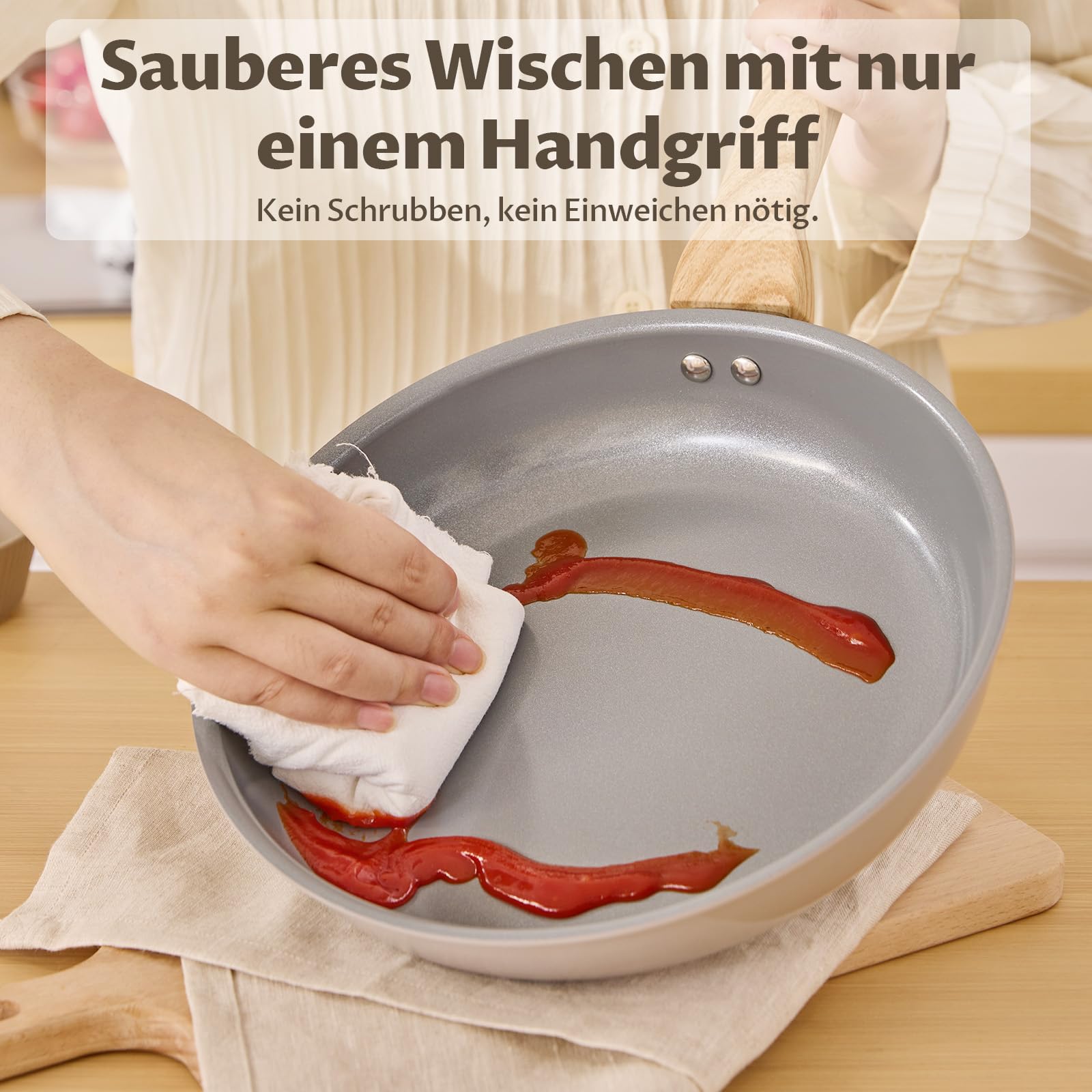 BLAZANT Keramik Pfannenset Induktion, 5-teilig Antihaft pfanne 20/24/28 cm
