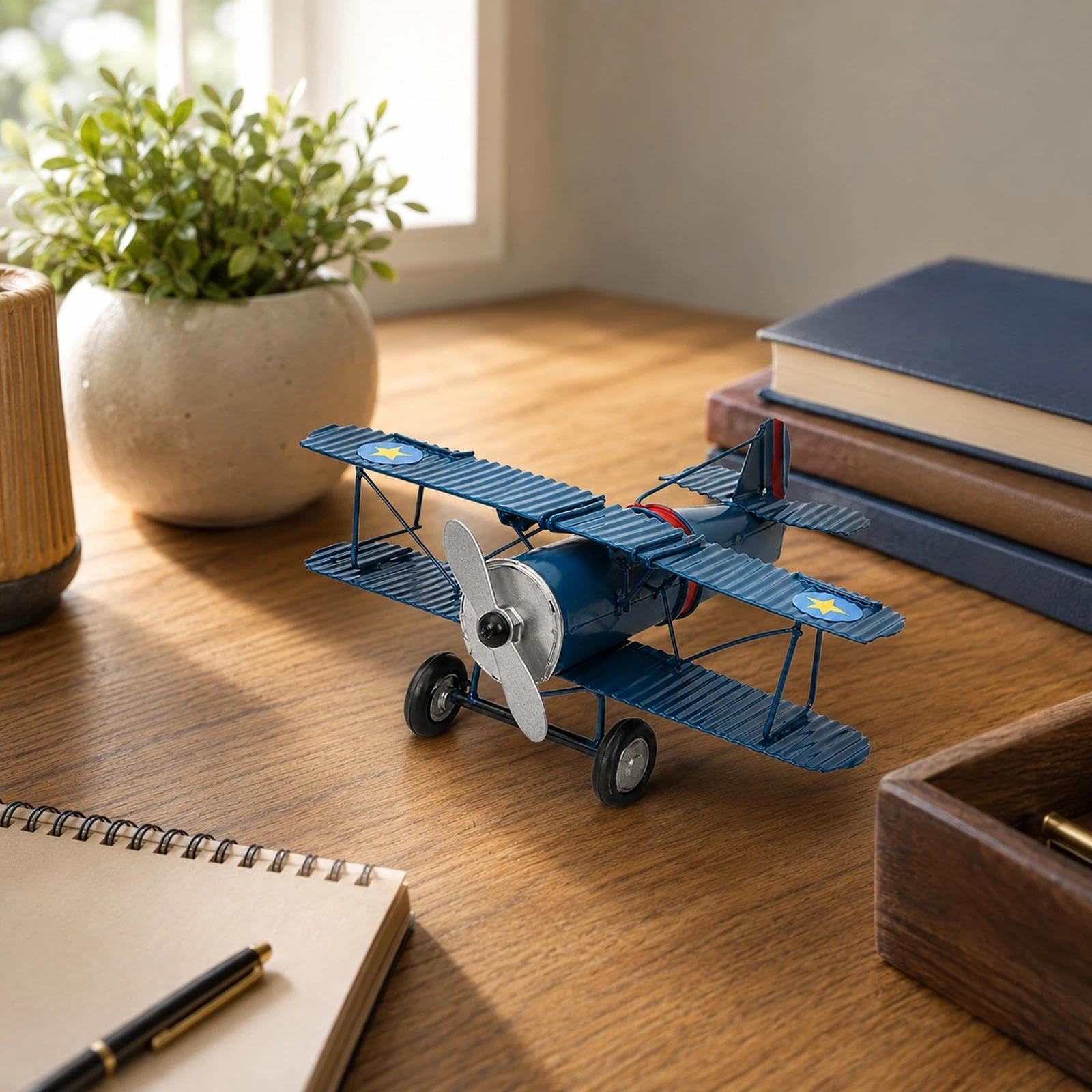 Amazon.com: LOGOFUN Metal Iron Aircraft Biplane Model Blue