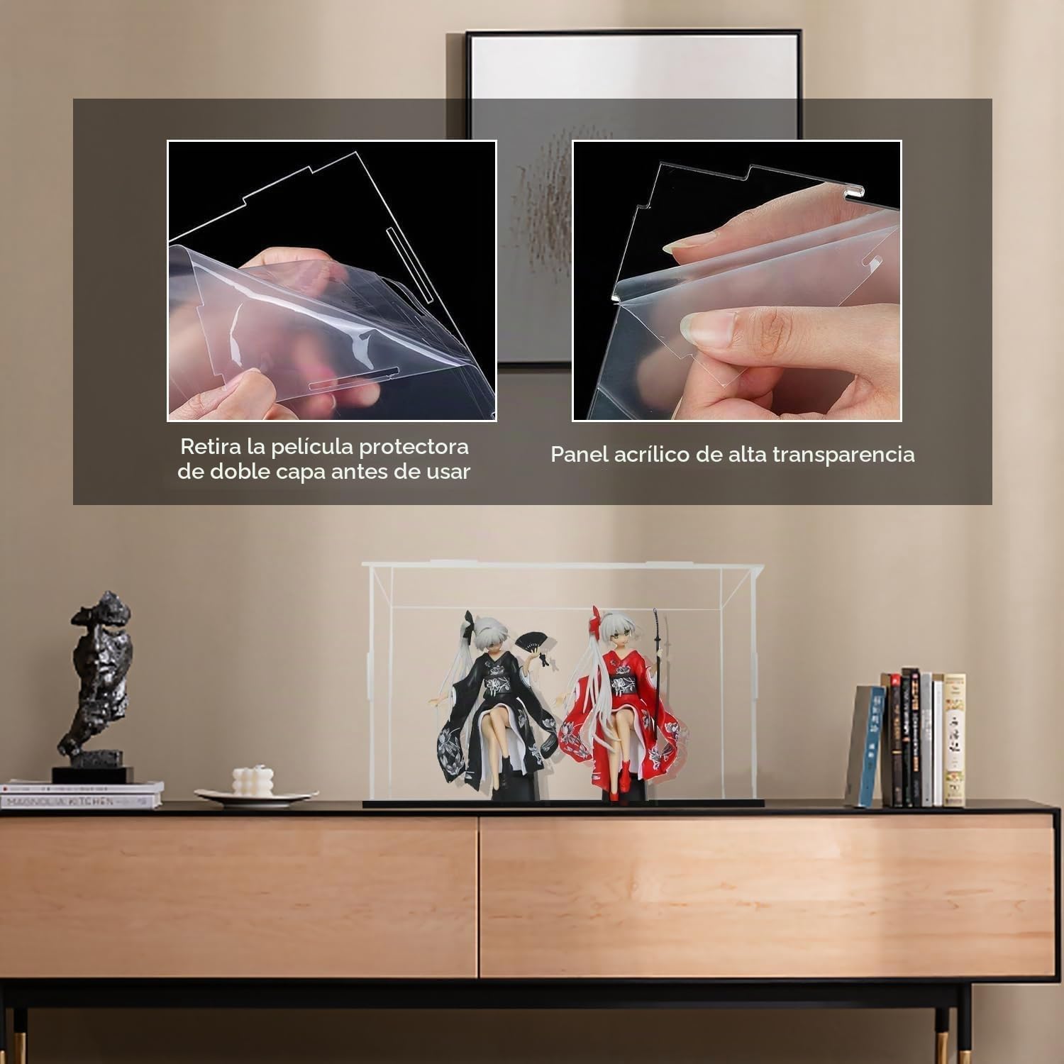 TSKDKIT Vitrina de Acrílico Transparente, Caja Organizadora de Acrílico para Coches a Escala, Caja de Mostrador de Montaje para coleccionables, Figuras de acción(35 x 25 x 15 cm)