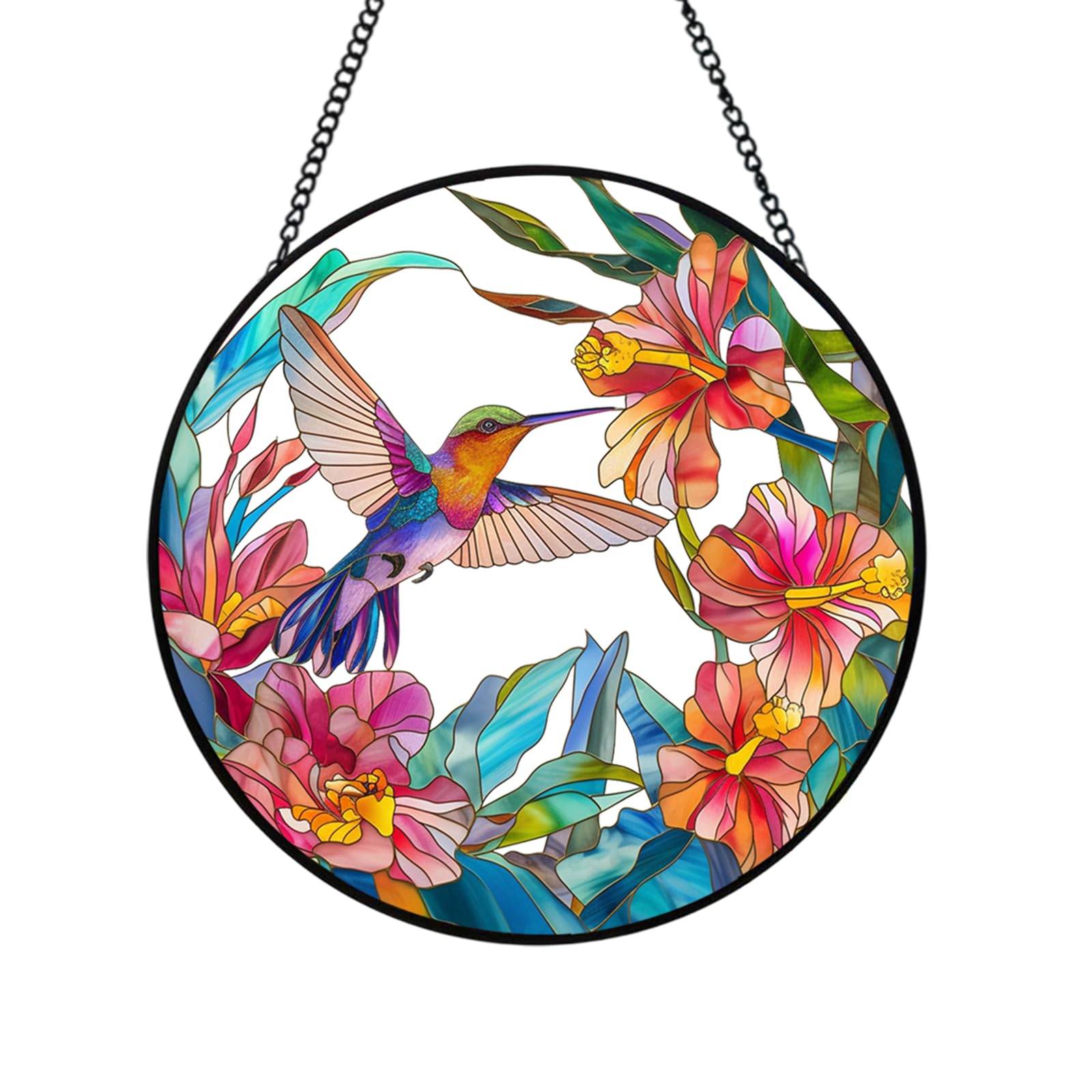 Attrape-soleil colibri suspendu vitre vitrail décoration intérieure lumineuse