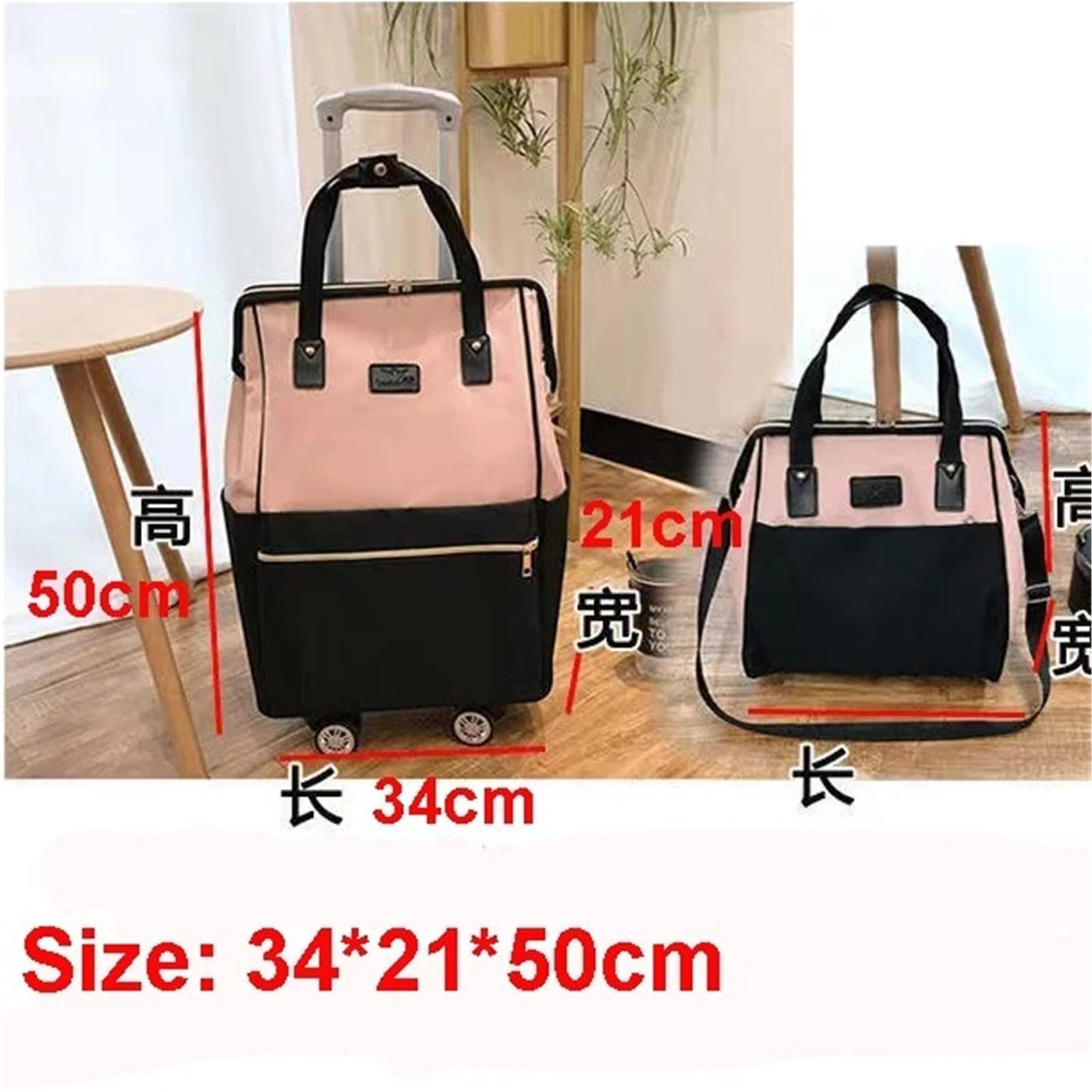 Bolsa De Viaje con Ruedas Bolsa de Viaje de Gran Capacidad for Mujer con 4 Ruedas, Mochila Oxford con Ruedas for Hombre, Bolsas de Viaje con Ruedas, Bolsa de Lona con Ruedas(Purple)