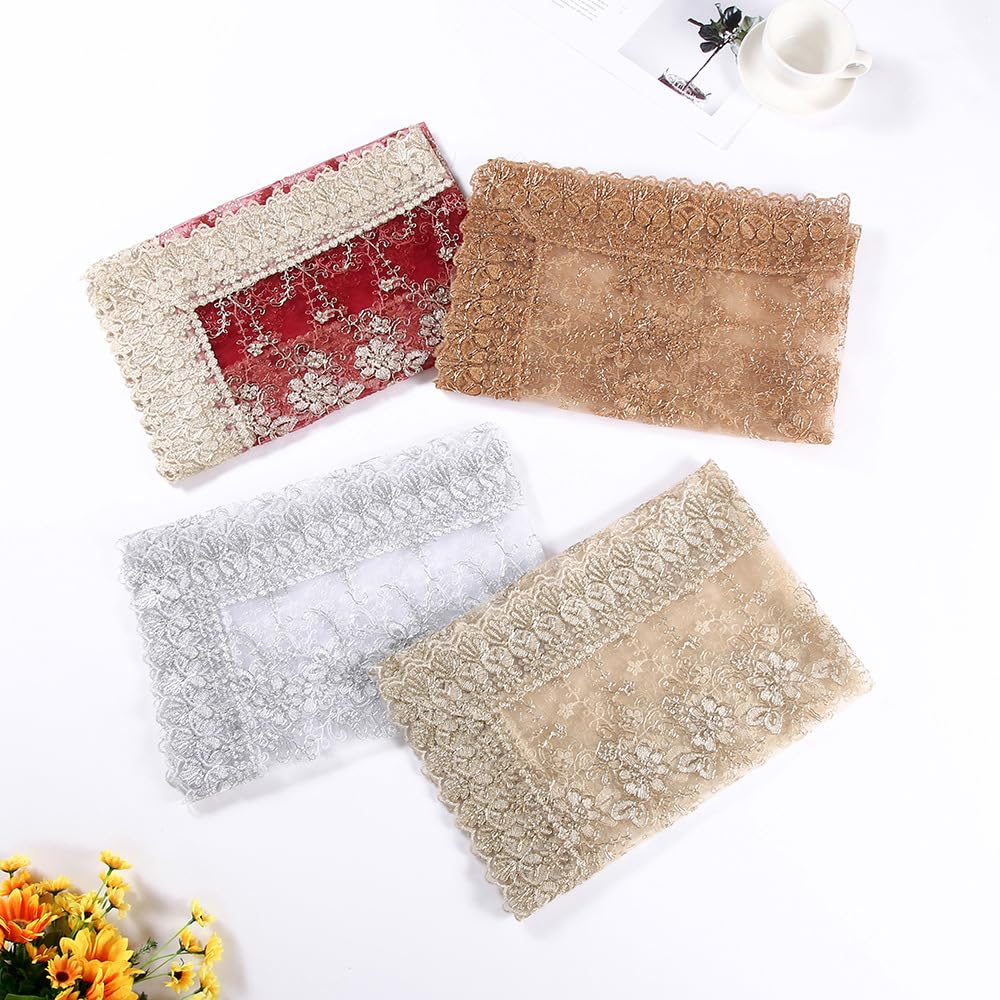 Spitzentischdecke Tischdeko - Spitze Tischdecke Boho Dekor Spitzenauflage Vintage Blumenmuster Bestickte Spitzeauflage Tischtuch Für Hochzeit Party Urlaub Haus Dekoration -Beige,150x250cm