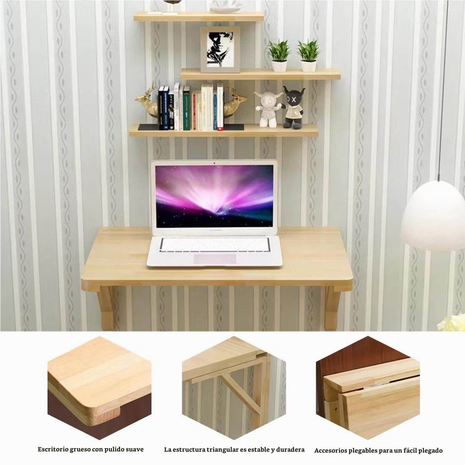Mesas plegables de madera maciza cuelgan mesas de pared, mesas de computadora, mesas de estudio, mesas de pared, mesas plegables en las paredes de los escritorios,50 * 30cm