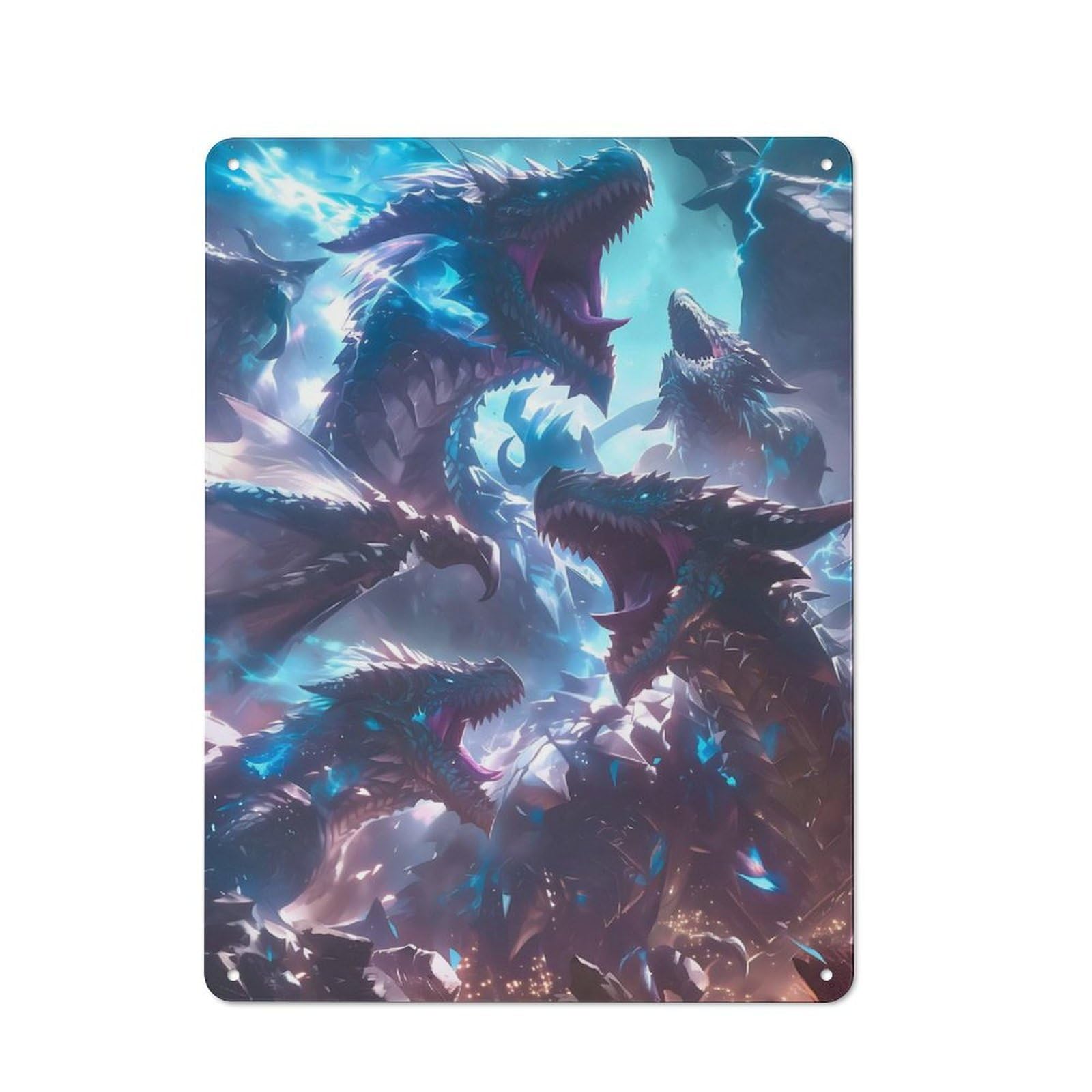 Tin Wall Plaque 40x30cm with Majestic Dragons for Pub Or Café, for Hospitality Wall Decor Collectors