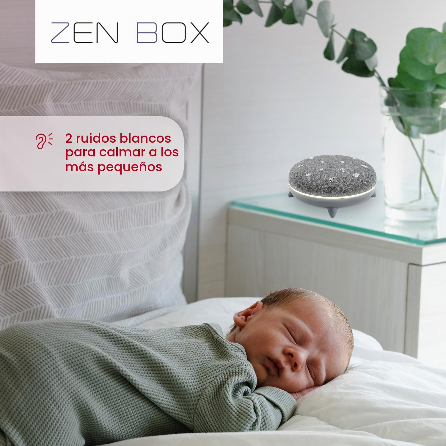 TERRAILLON - ZEN BOX, Sleep Aid, White Noise Machine with 7 Soothing Sounds, Music Streaming Via Bluetooth, 8 Light Environments, 30-60-90 min Programs, USB-C