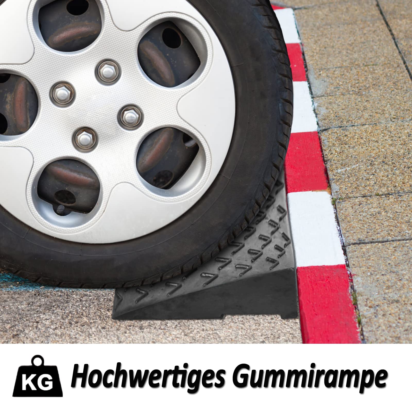 Zestaw 2 gumowych ramp do drzwi dla wózków inwalidzkich, wysokość 11 cm, rampa progowa do samochodu, wózka inwalidzkiego, motocykla, chodzika, kolor czarny