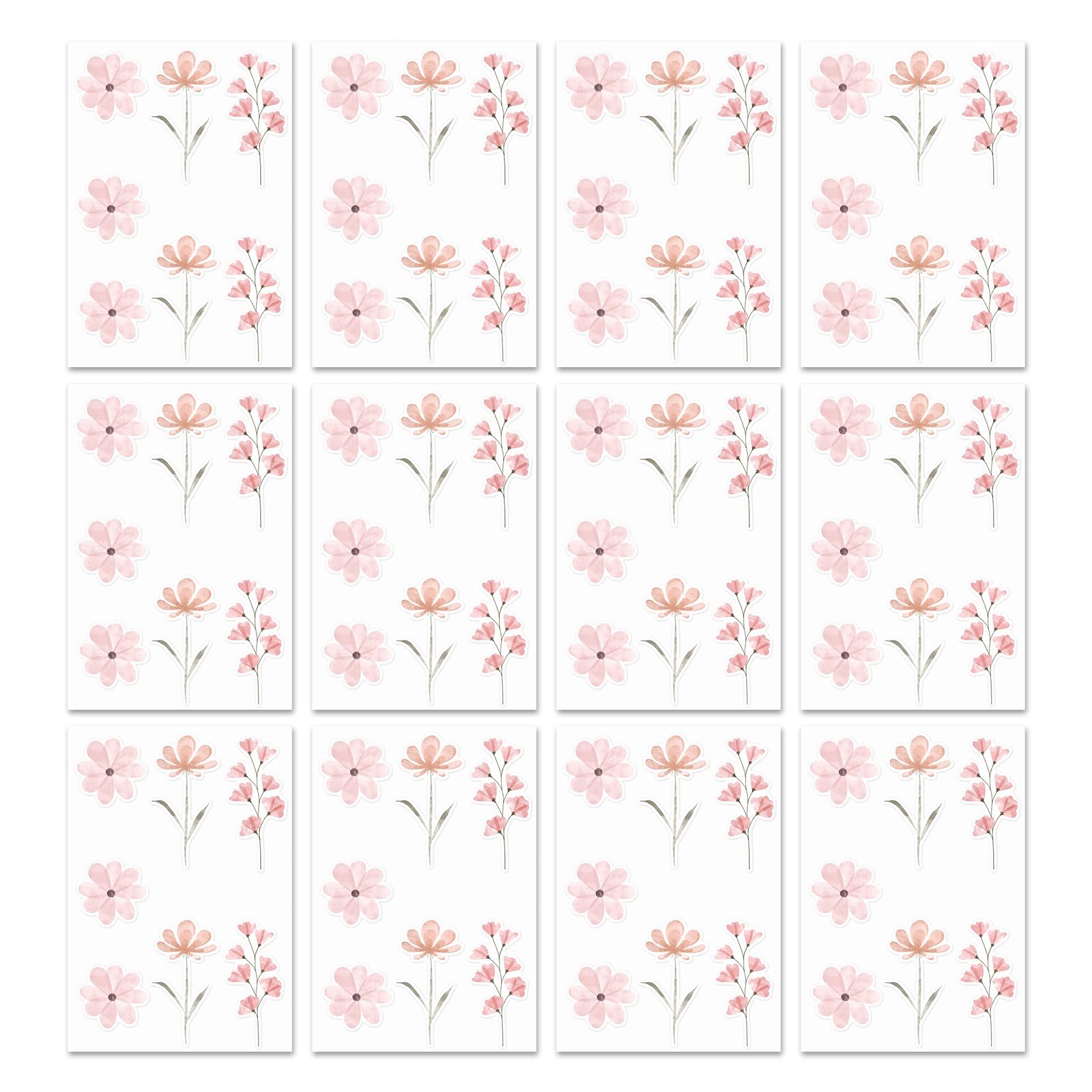 Elovara Boho Daisy Flower Wall Stickers, Watercolor Floral Wall Decals