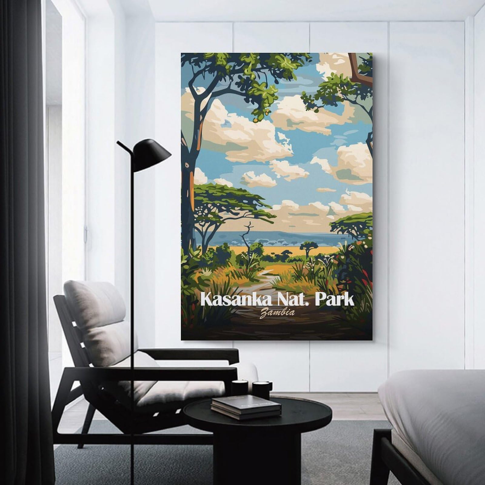Junmoney Unframe-Style Canvas Wall Picture Kasanka National Park, Zambia Illustration, 20X30inch(50X75cm), For Bedroom Decor, Cosy Corners Or Studios, A Warm Accent For Relaxed Interiors