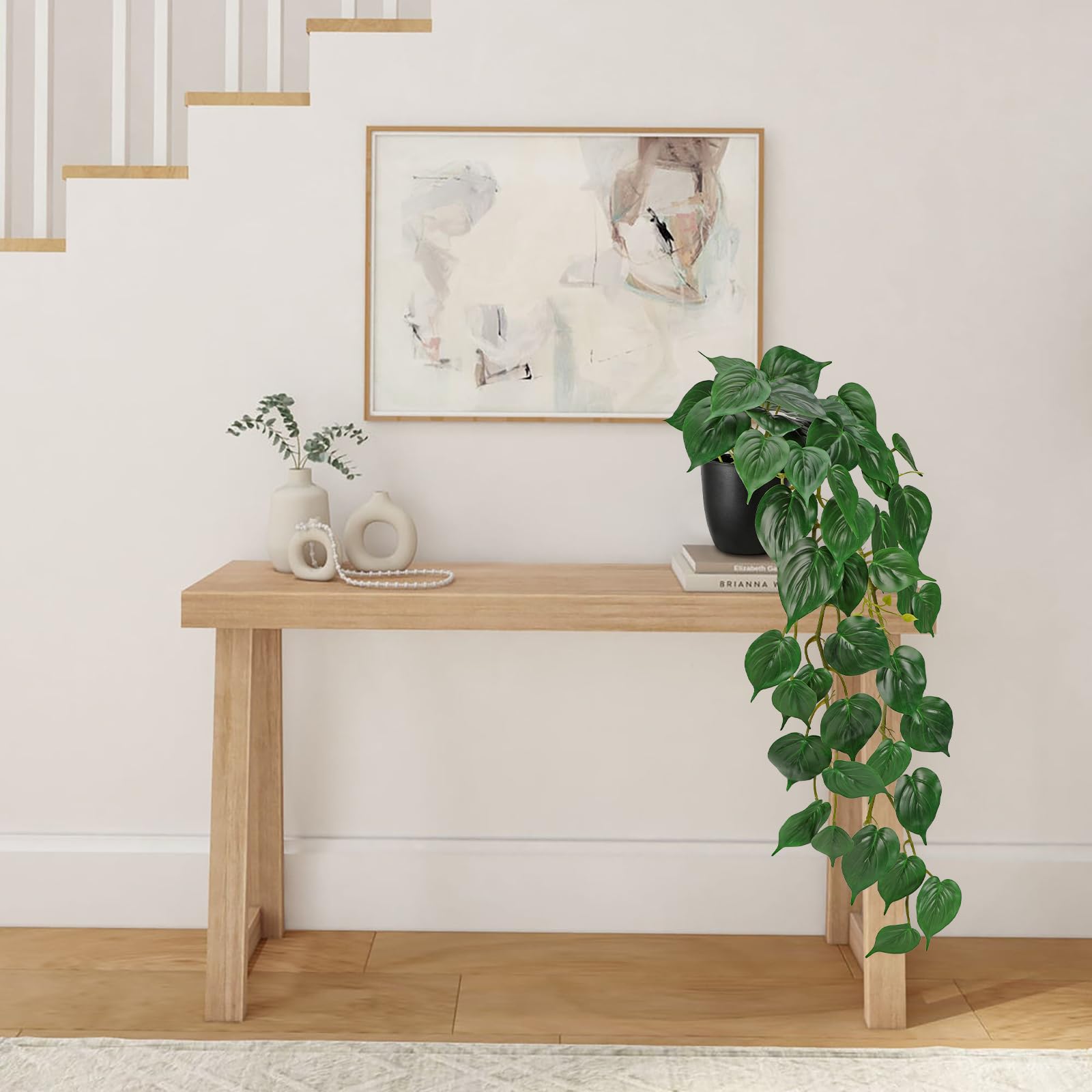 Hollyone Pothos di giada artificiale in vaso per la decorazione, 85 cm Golden Pothos pianta da interni falsificata da appendere in vaso per casa, stanza, ufficio